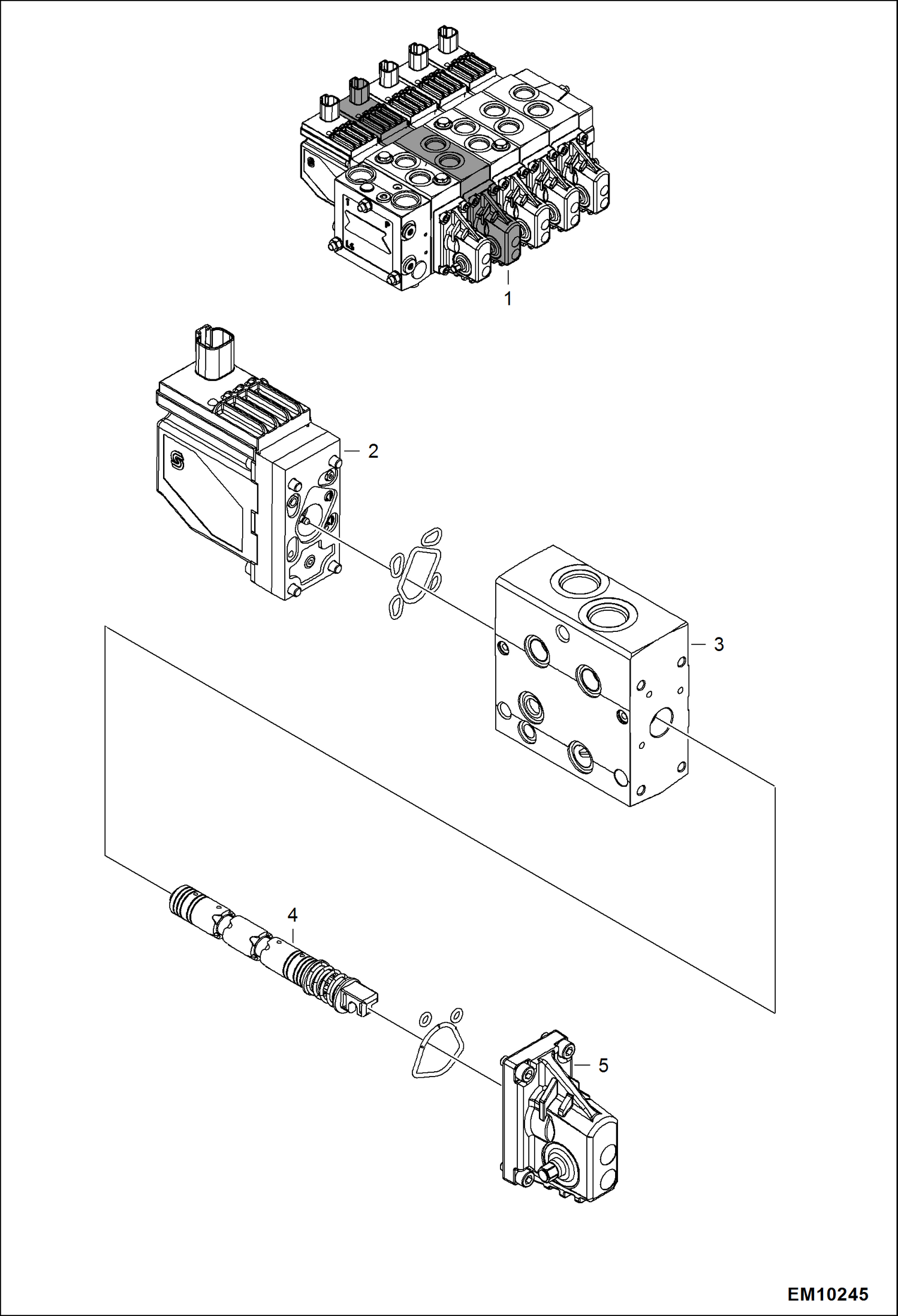 Схема запчастей Bobcat T40140 - CONTROL VALVE (Tilting Section) HYDRAULIC SYSTEM