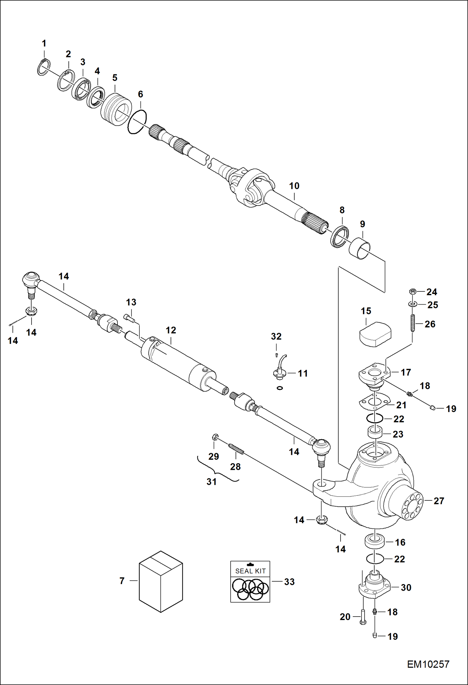 Схема запчастей Bobcat T40140 - FRONT AXLE (Steering) DRIVE SYSTEM