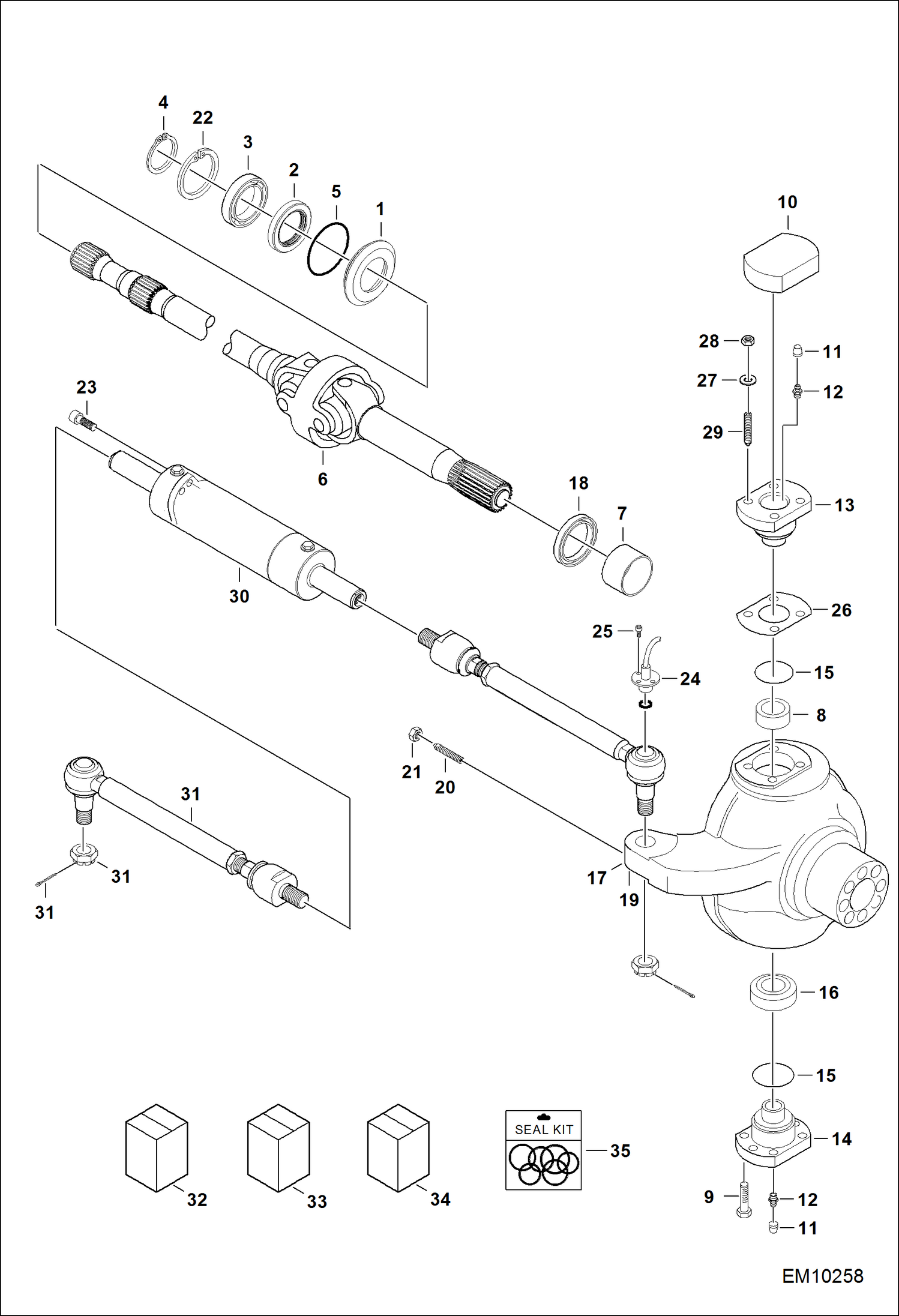 Схема запчастей Bobcat T40140 - REAR AXLE (Steering) DRIVE SYSTEM