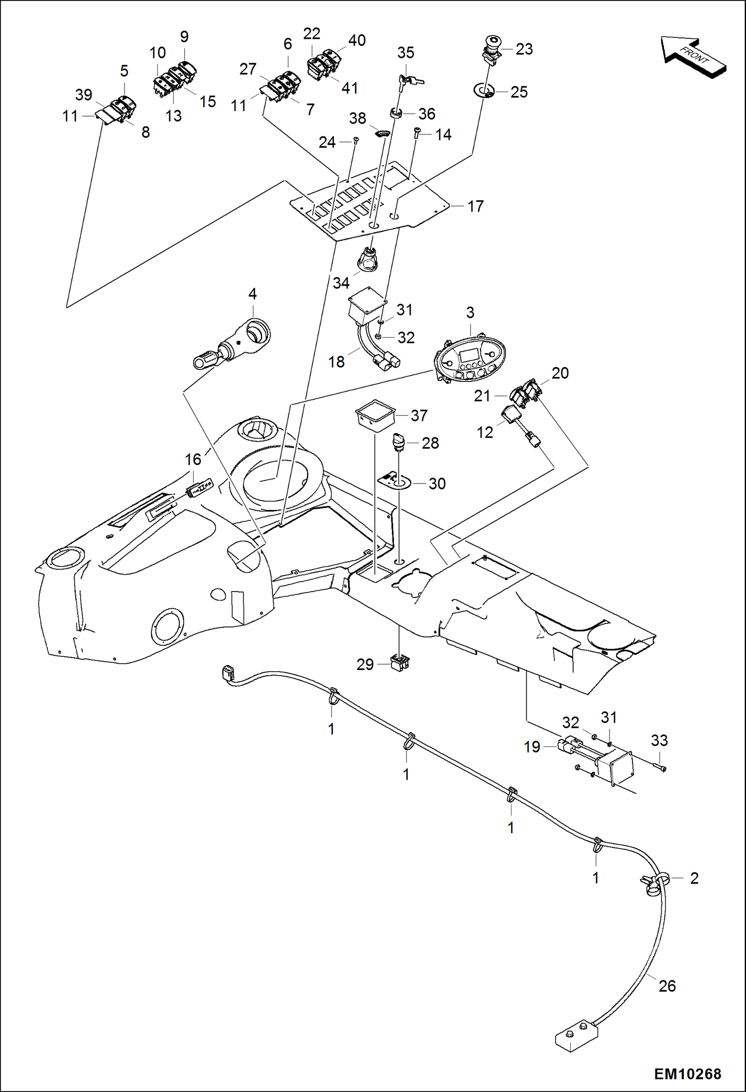 Схема запчастей Bobcat T40140 - CAB ELECTRICAL CIRCUITRY (Dashboard) ELECTRICAL SYSTEM