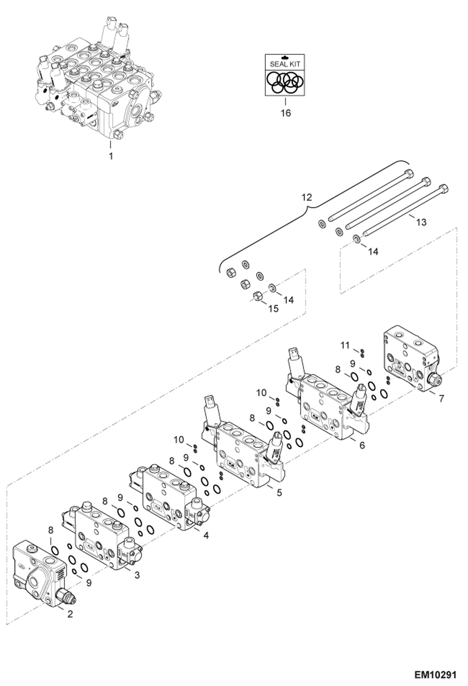 Схема запчастей Bobcat T2250 - CONTROL VALVE S/N AC1911252-15364 HYDRAULIC SYSTEM