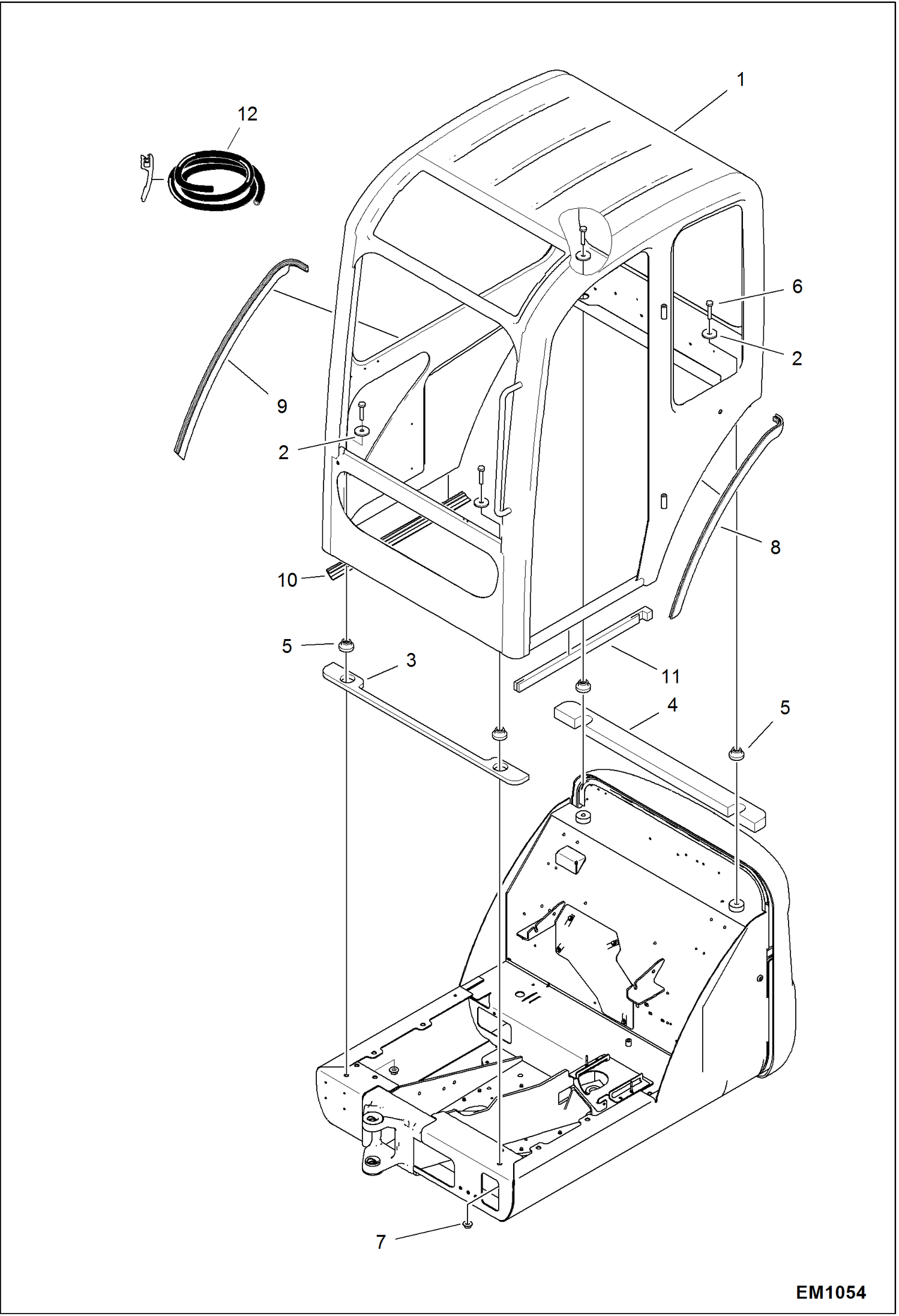 Схема запчастей Bobcat 319 - OPERATOR CAB (Installation) MAIN FRAME