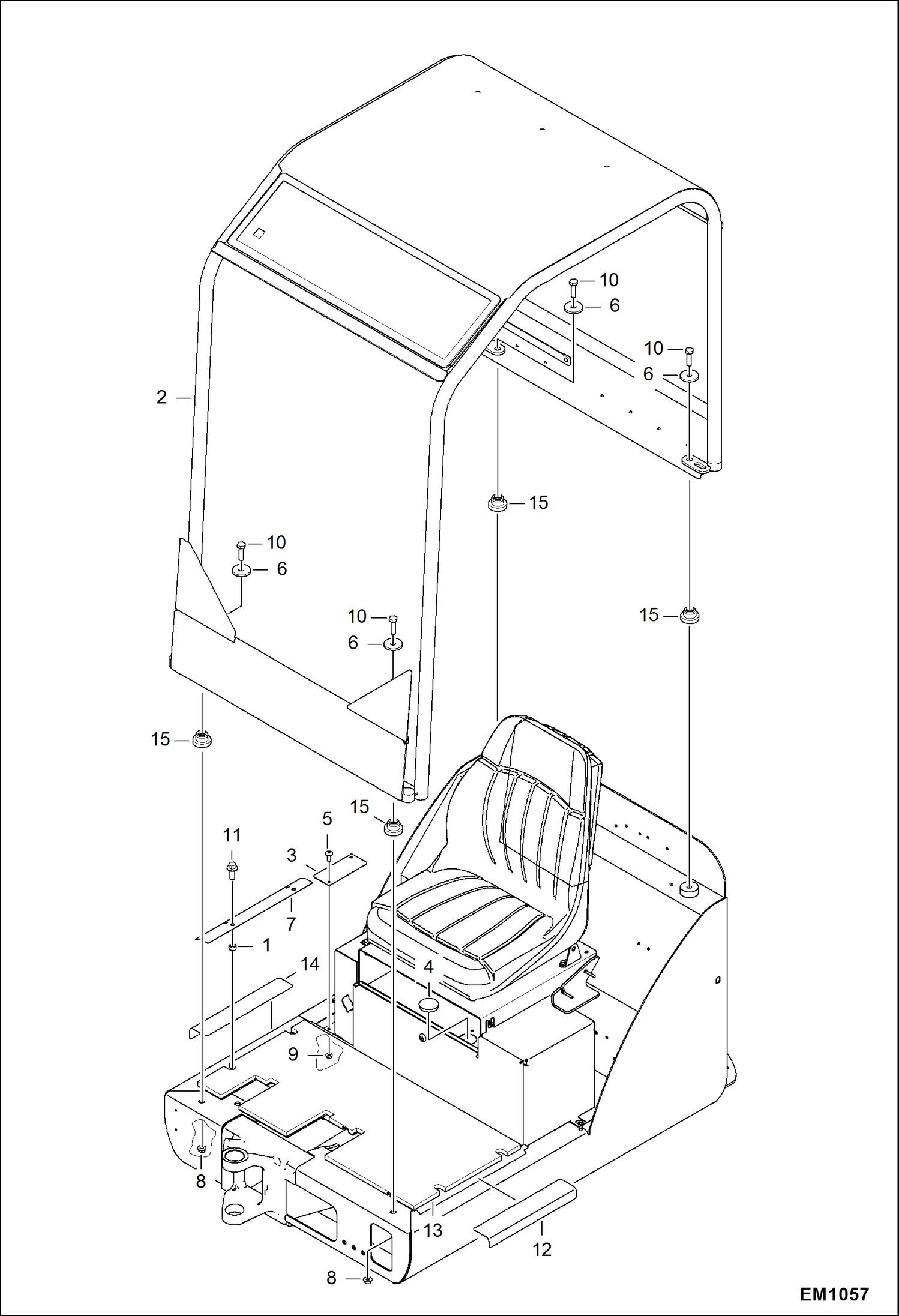 Схема запчастей Bobcat 319 - OPERATOR CANOPY (Installation) MAIN FRAME