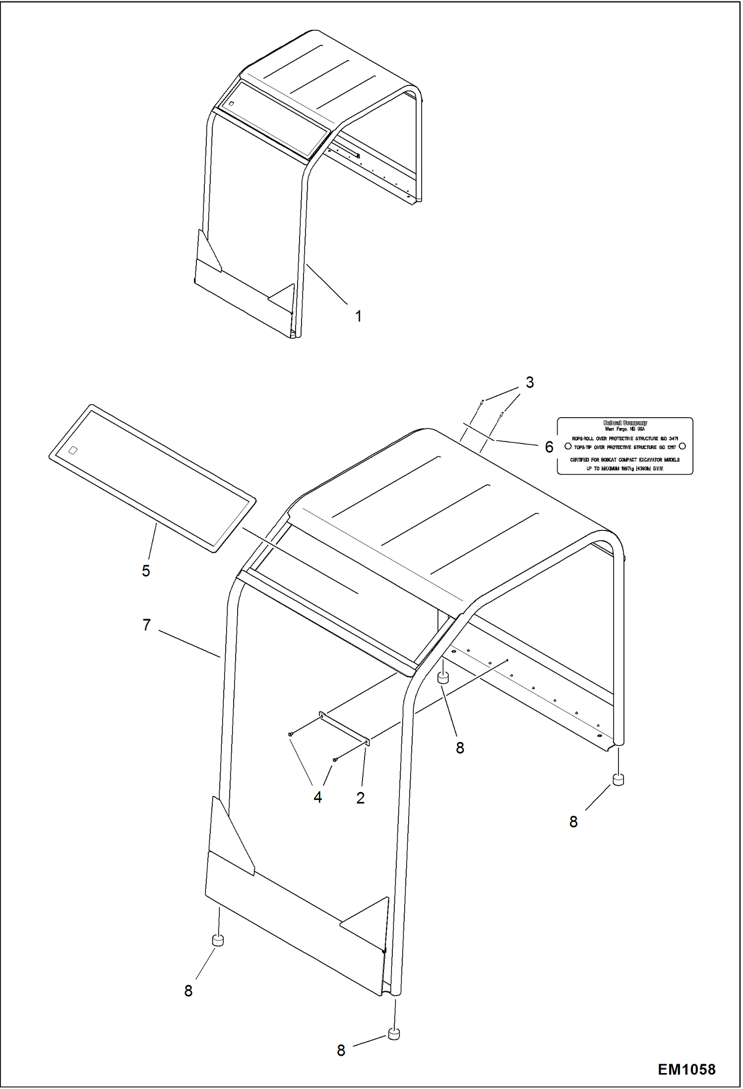 Схема запчастей Bobcat 319 - CANOPY ASSY MAIN FRAME
