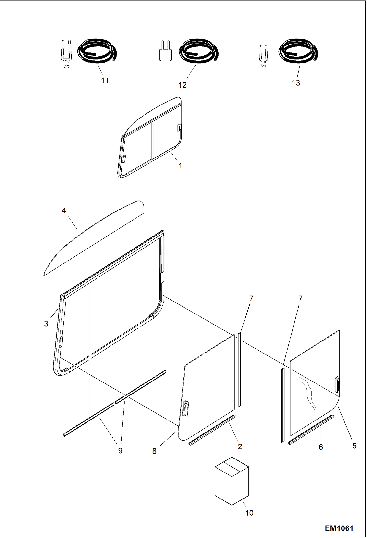 Схема запчастей Bobcat 319 - RIGHT WINDOW MAIN FRAME