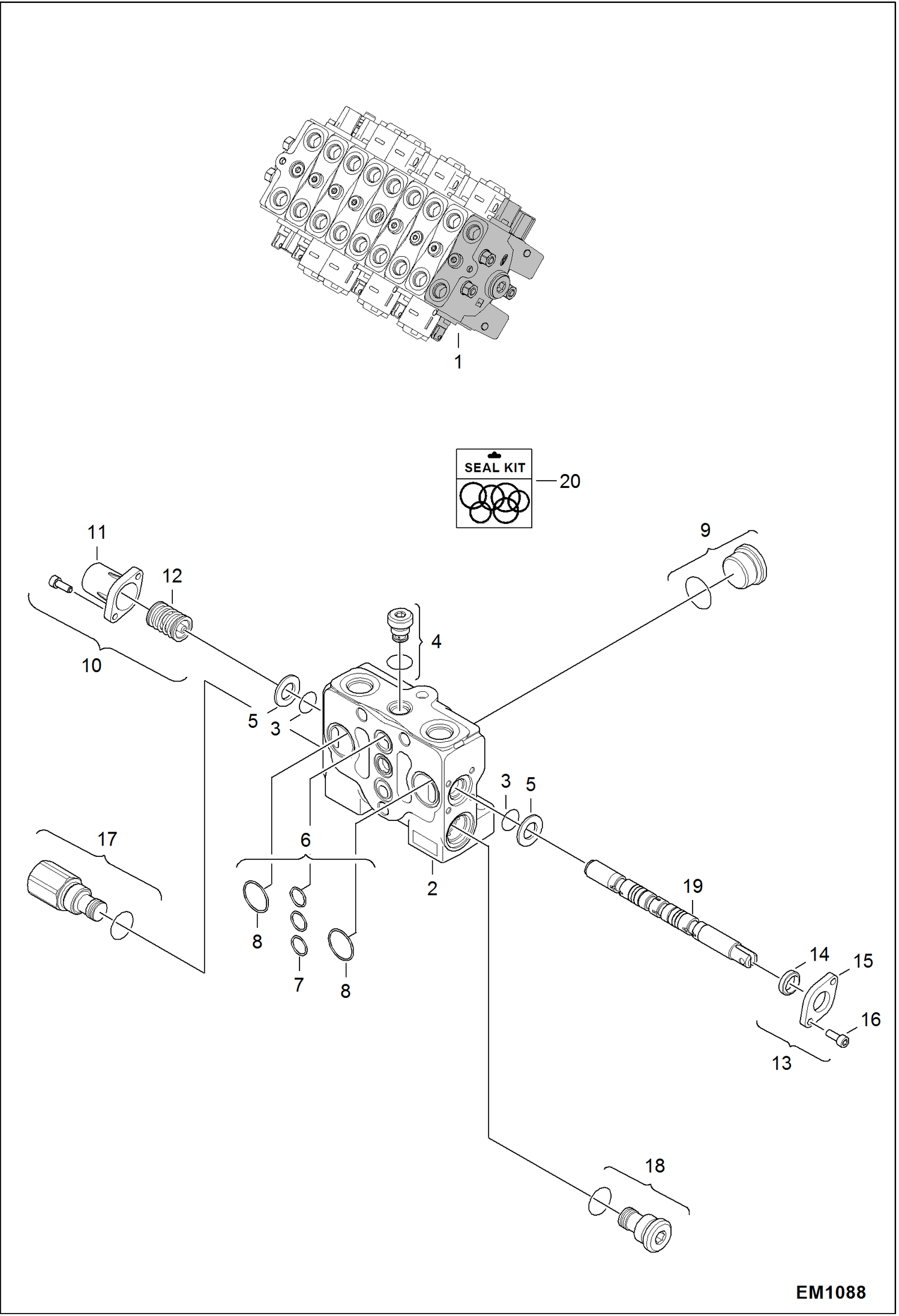 Схема запчастей Bobcat 319 - VALVE SECTION (Blade) HYDRAULIC SYSTEM
