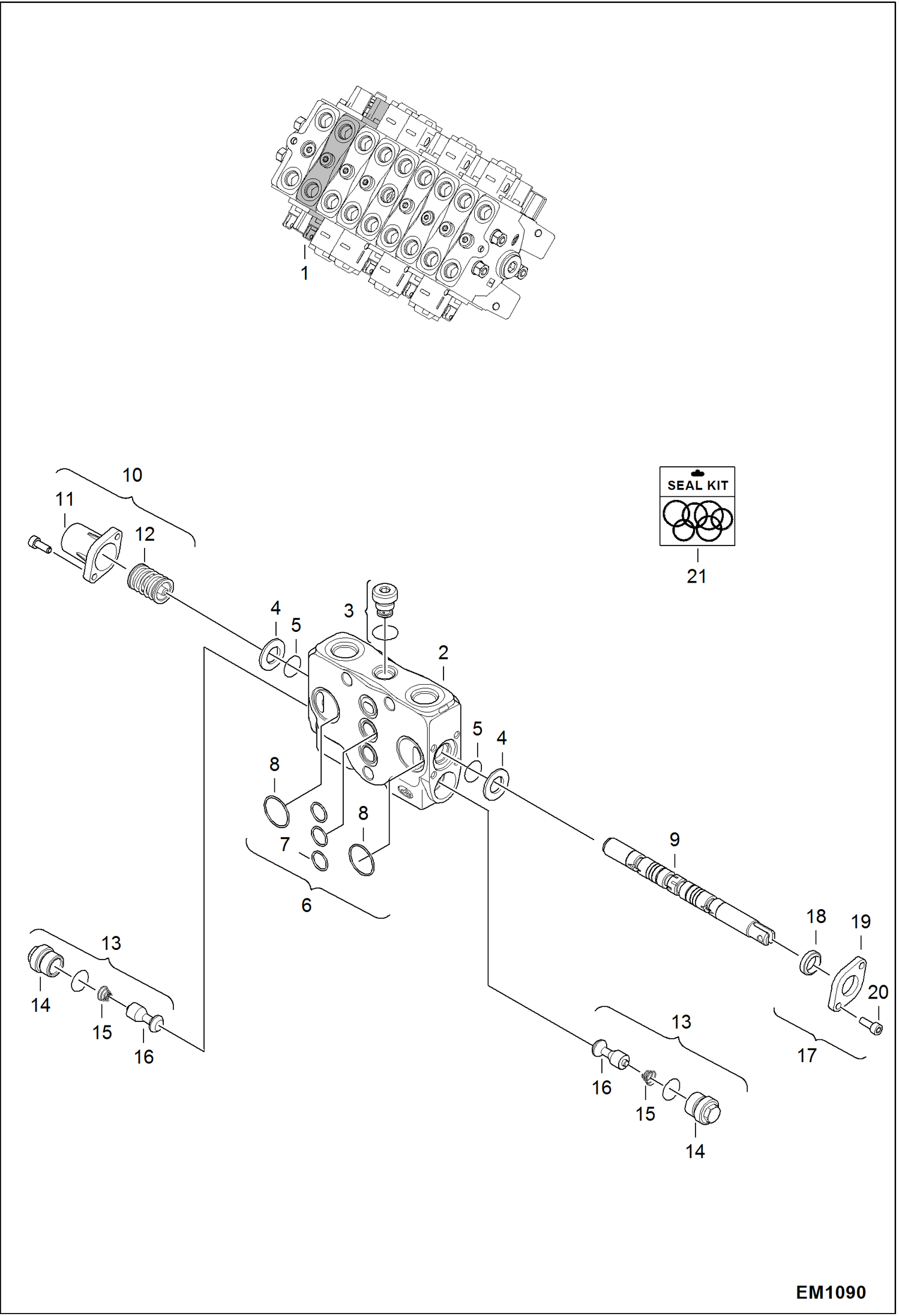 Схема запчастей Bobcat 319 - VALVE SECTION (Offset) HYDRAULIC SYSTEM