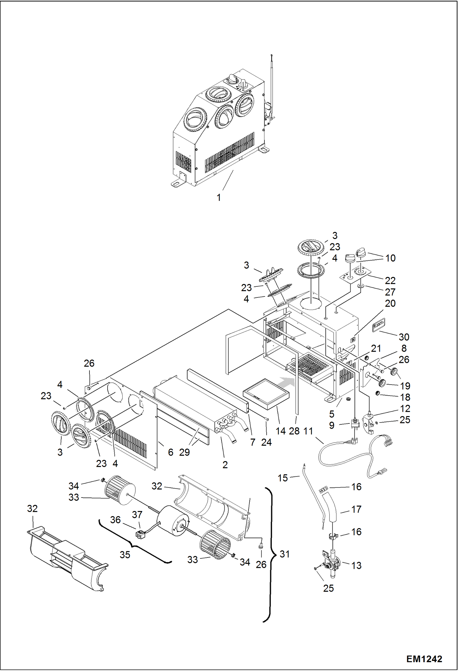 Схема запчастей Bobcat 319 - HEATER ASSY (Heater #7138829) ACCESSORIES & OPTIONS