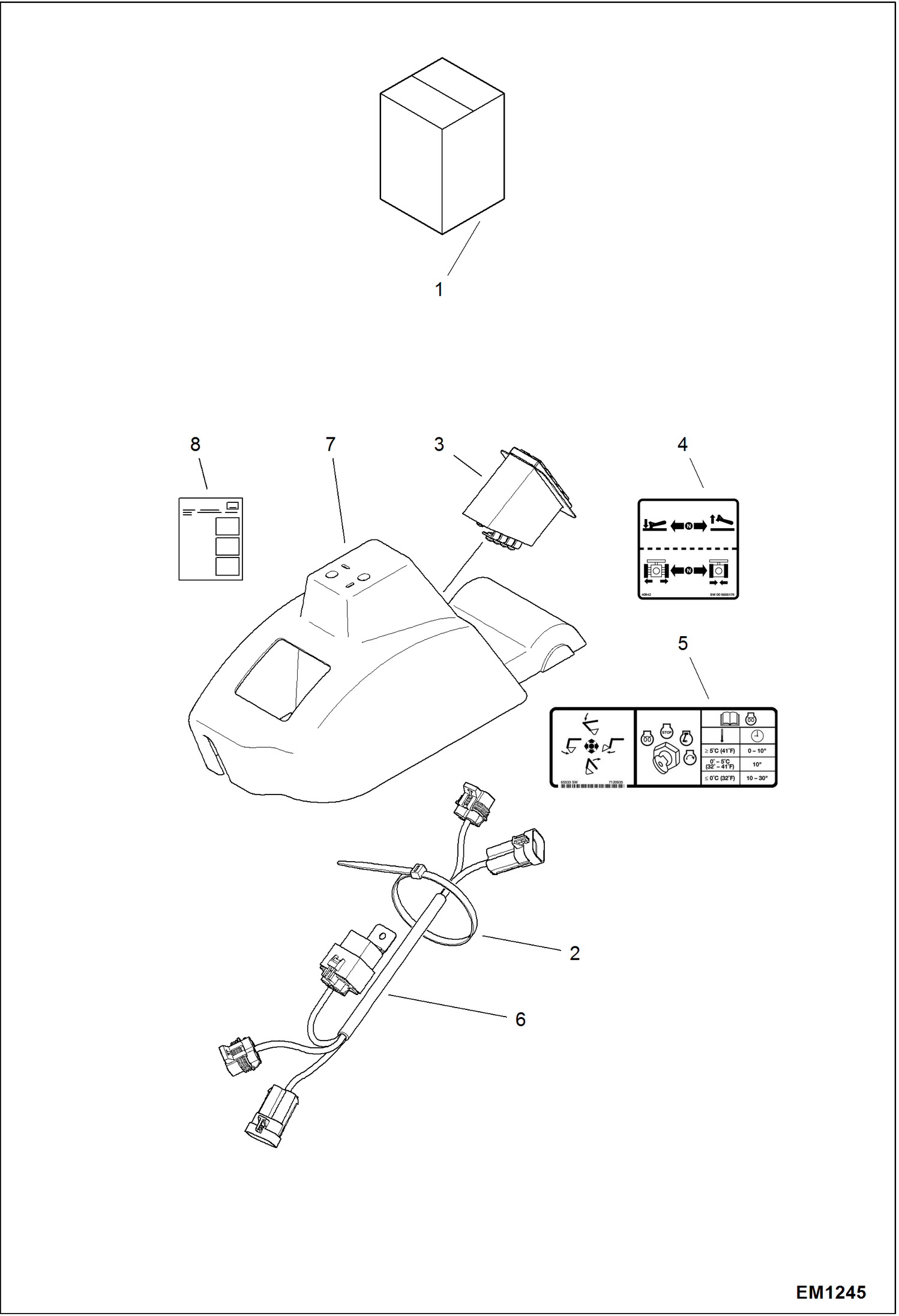 Схема запчастей Bobcat 319 - KEYLESS SWITCH KIT ACCESSORIES & OPTIONS