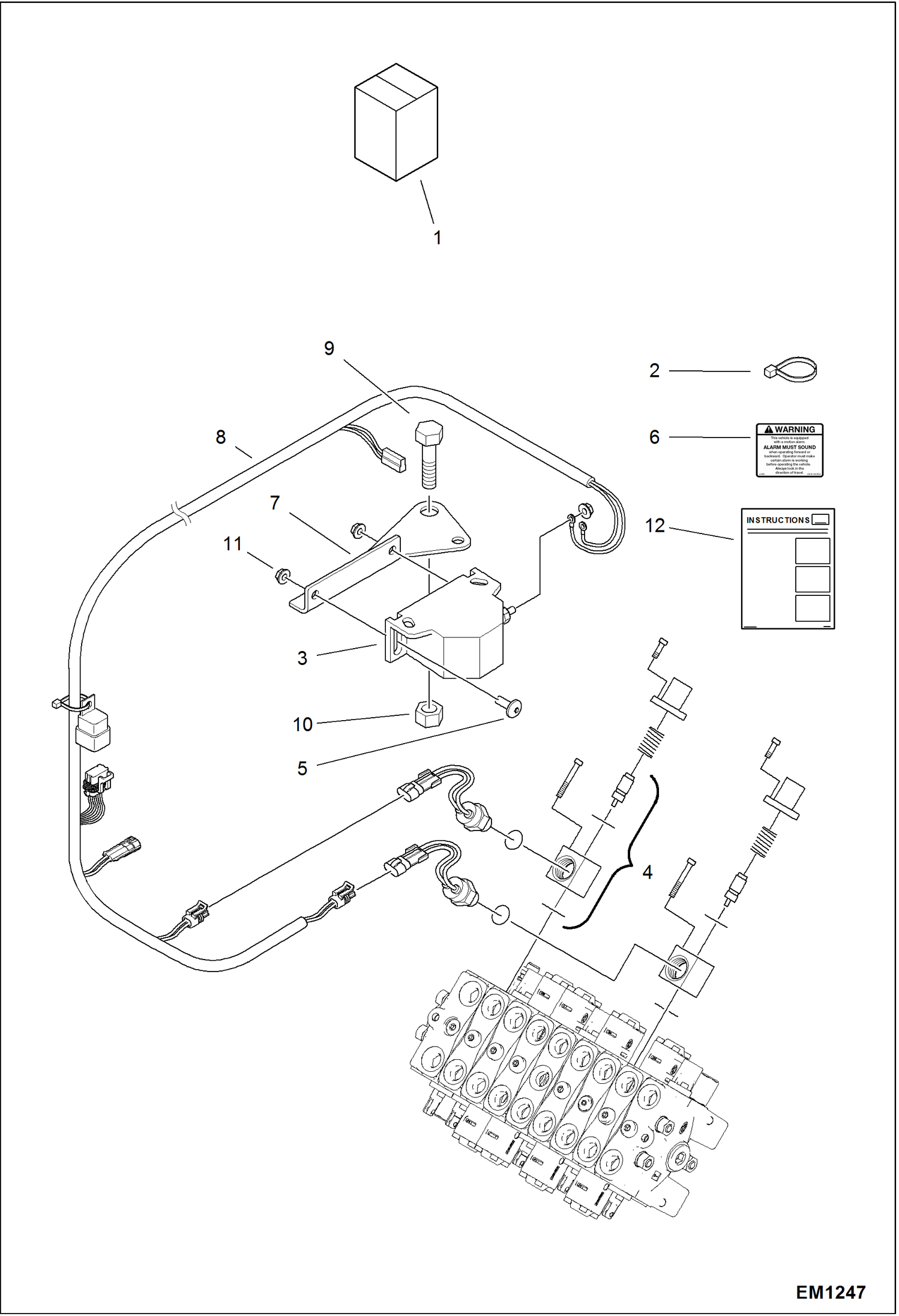 Схема запчастей Bobcat 319 - MOTION ALARM KIT ACCESSORIES & OPTIONS