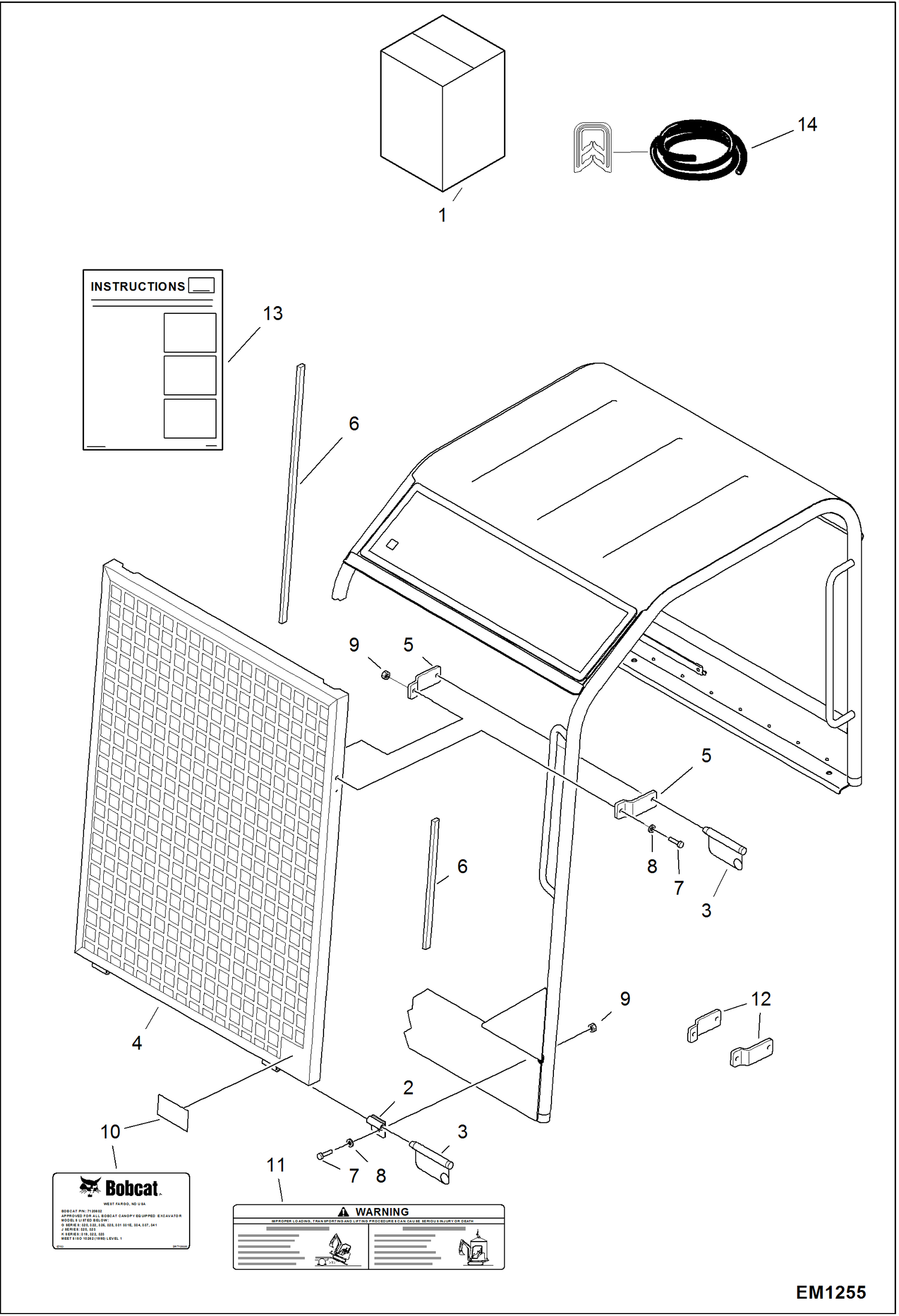 Схема запчастей Bobcat 319 - SPECIAL APPLICATIONS KIT (Canopy) ACCESSORIES & OPTIONS