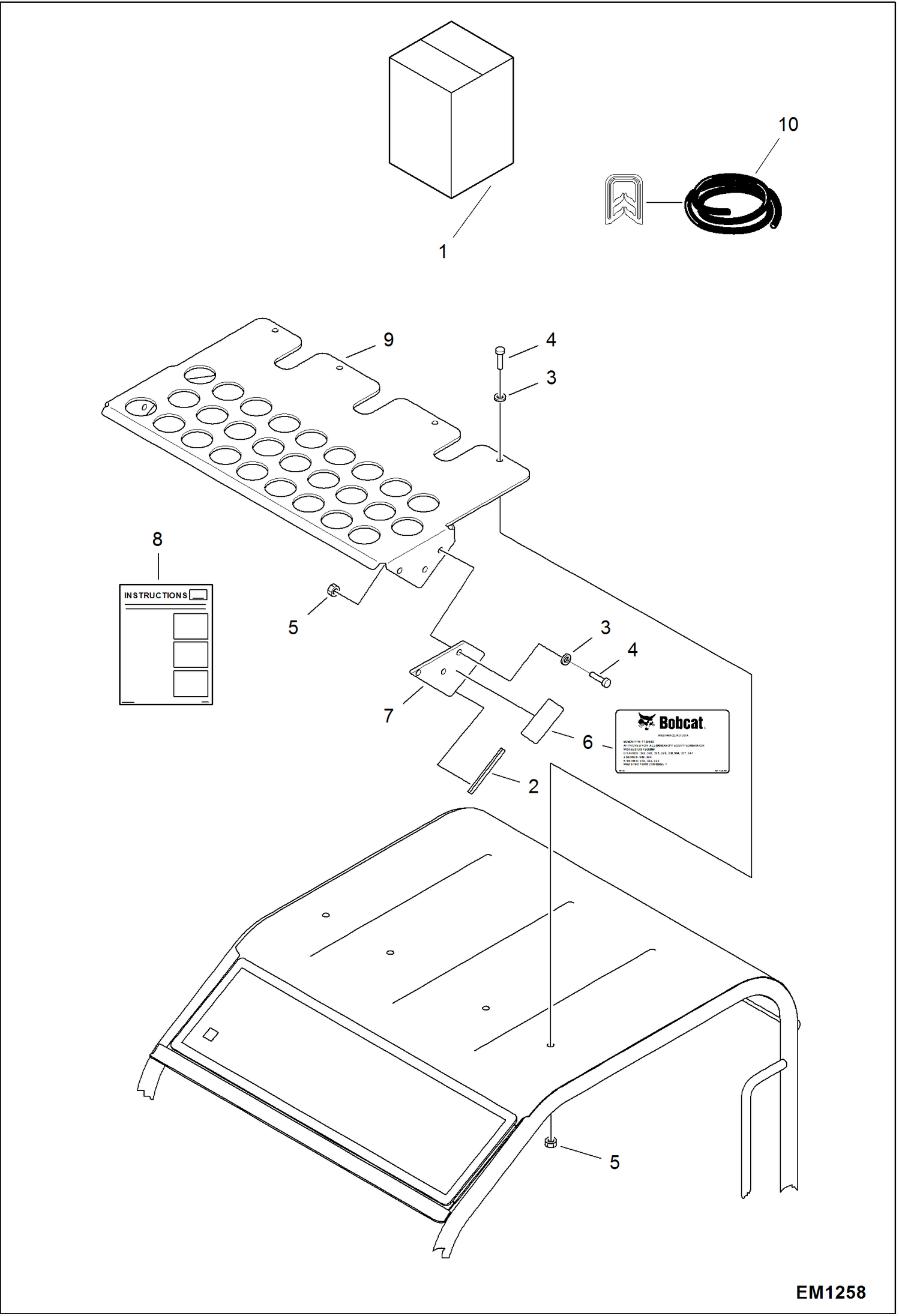 Схема запчастей Bobcat 319 - TOP GUARD KIT ACCESSORIES & OPTIONS