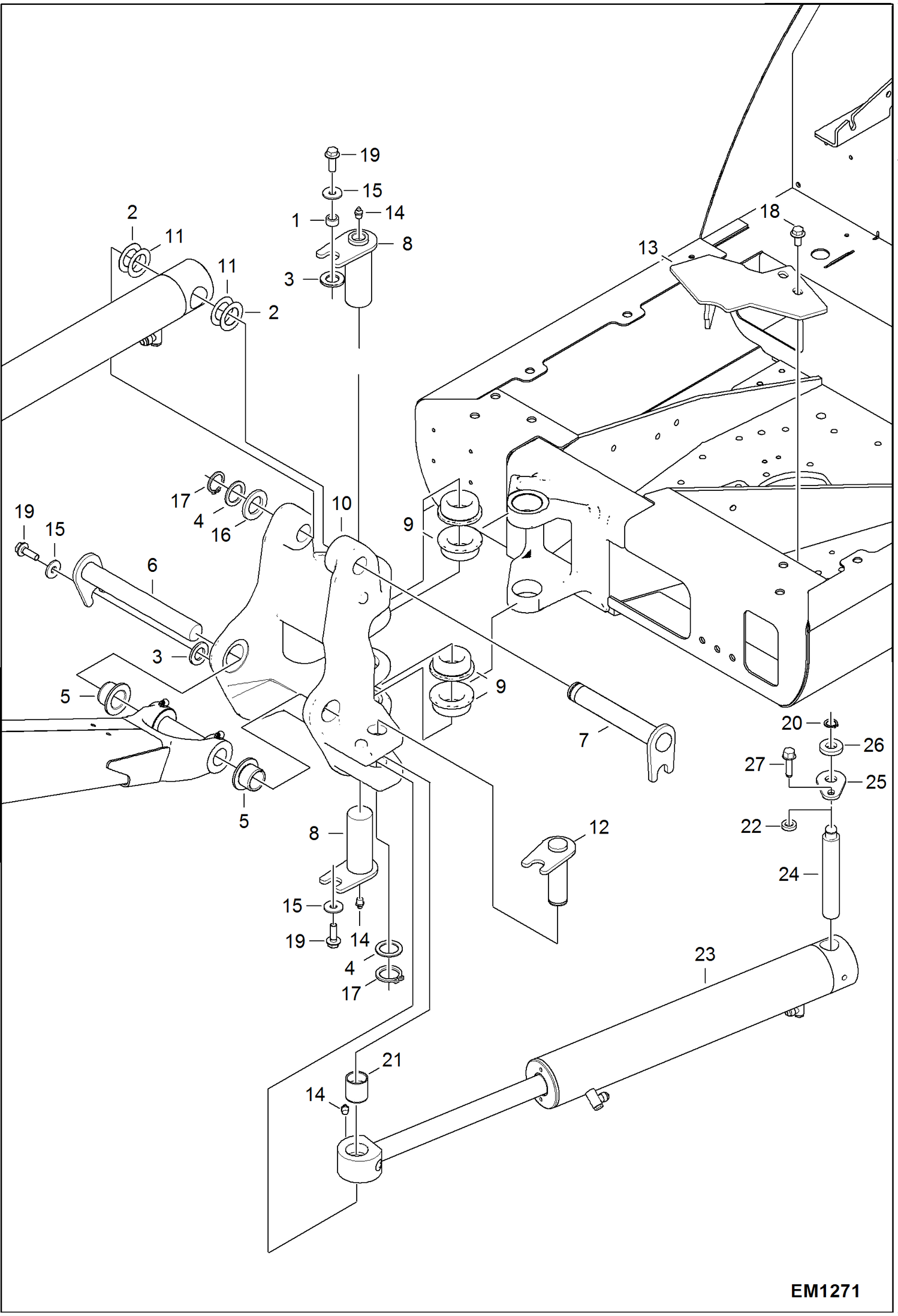 Схема запчастей Bobcat 321 - SWING BRACKET WORK EQUIPMENT