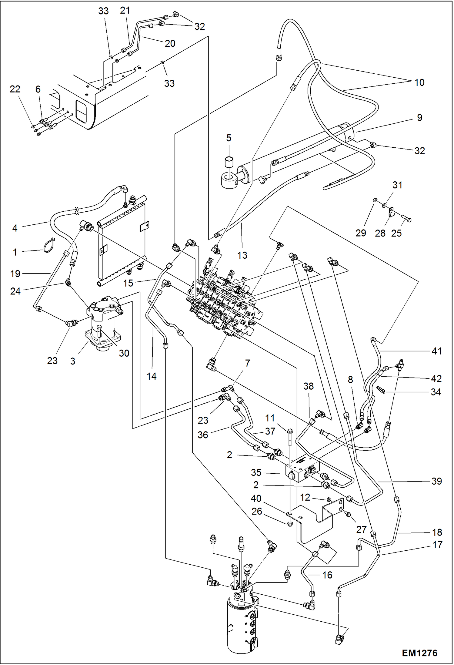 Схема запчастей Bobcat 321 - HYDRAULIC CIRCUITRY (Upper Group) HYDRAULIC SYSTEM