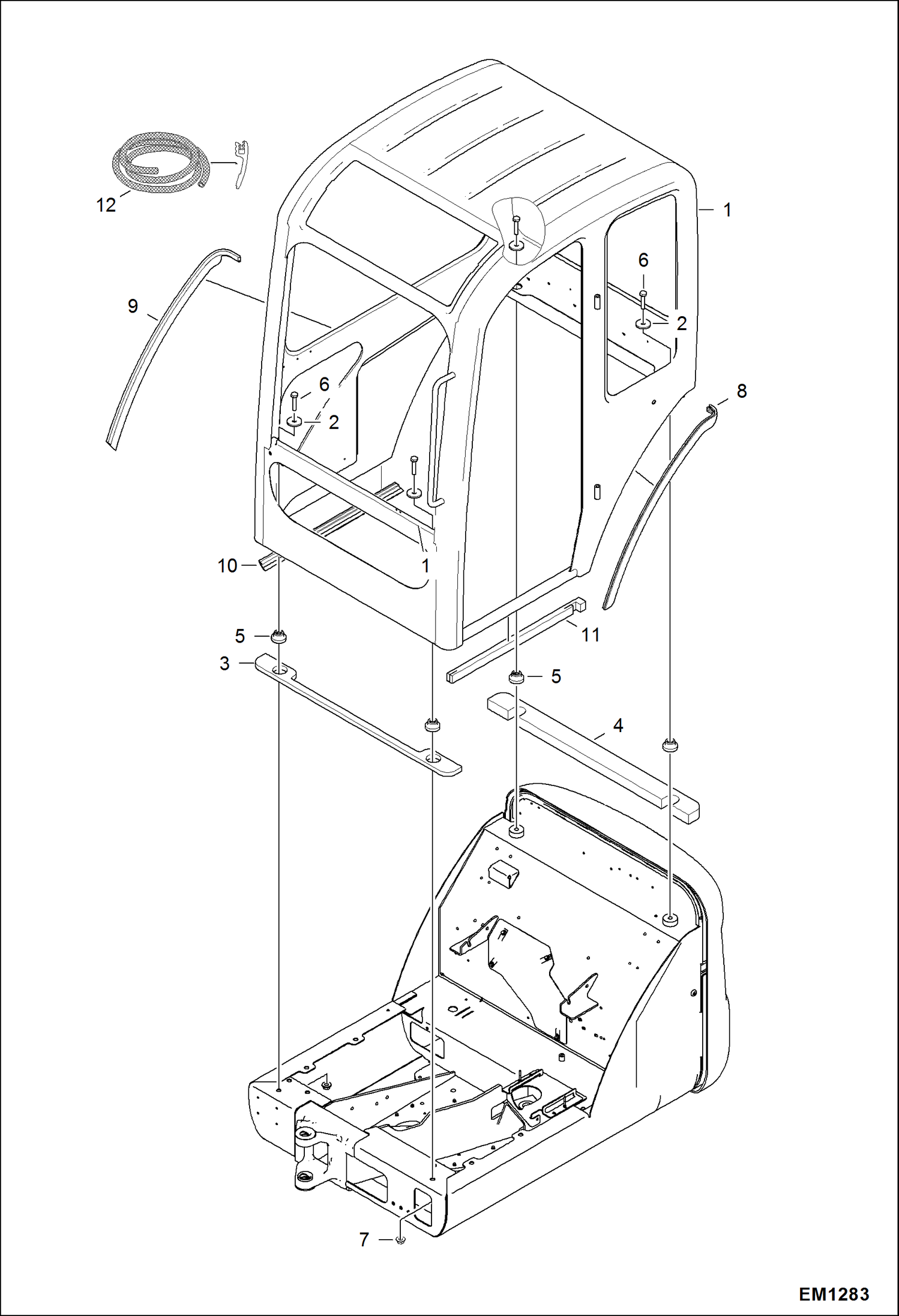 Схема запчастей Bobcat 321 - OPERATOR CAB (Installation) MAIN FRAME