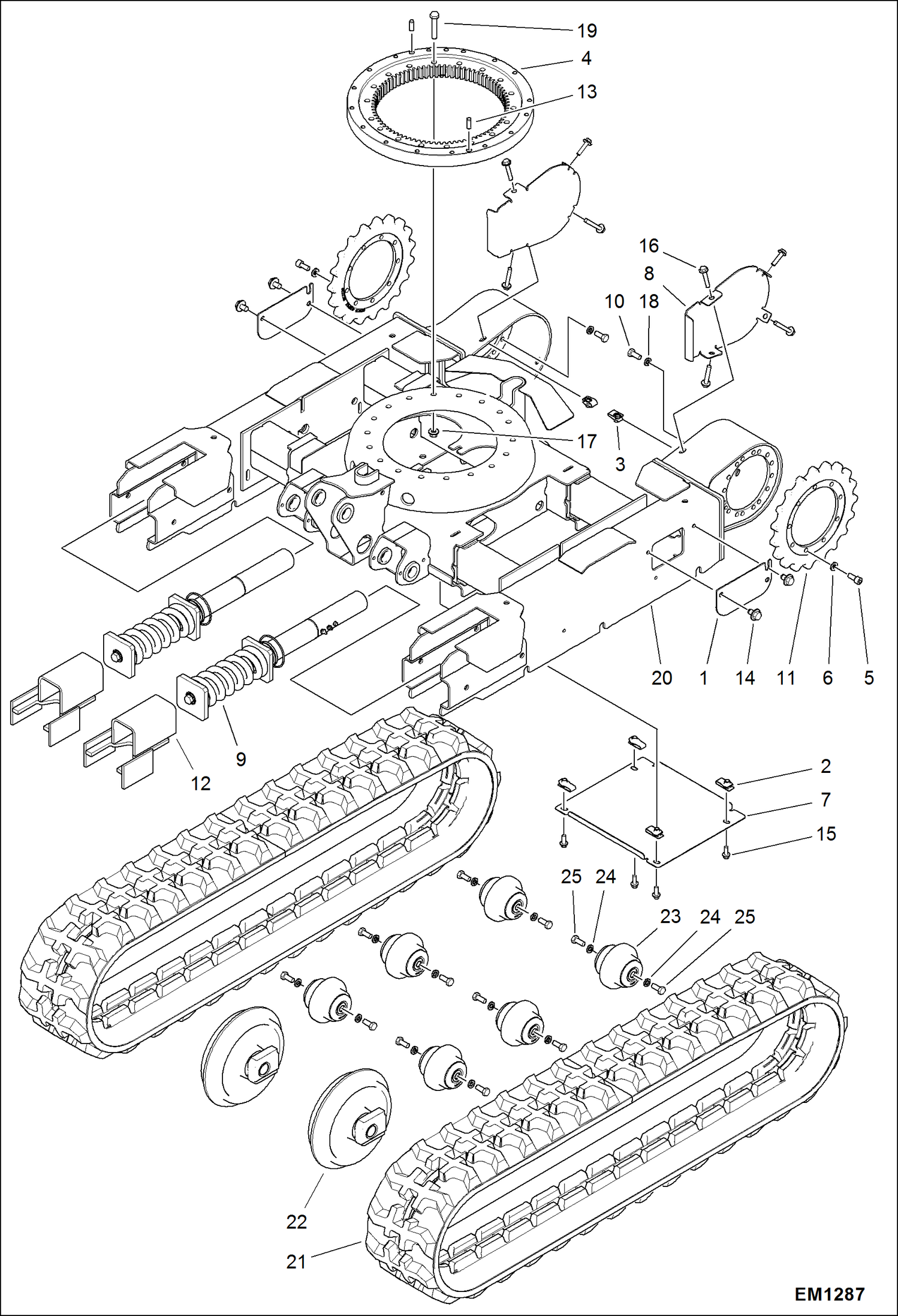 Схема запчастей Bobcat 321 - UNDERCARRIAGE INSTALLATION (Unexpandable) UNDERCARRIAGE