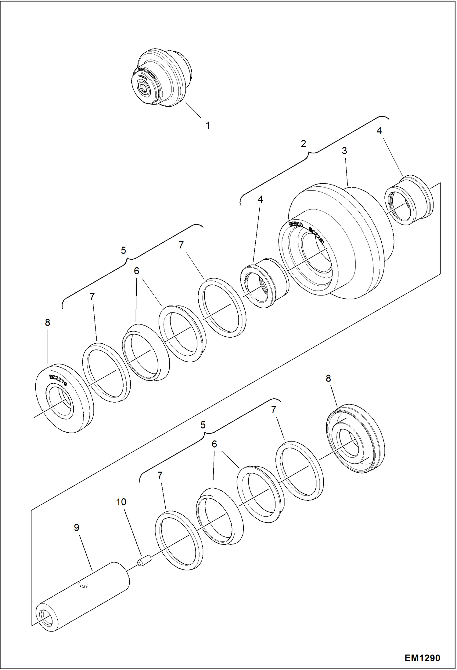 Схема запчастей Bobcat 321 - ROLLER ASSY UNDERCARRIAGE