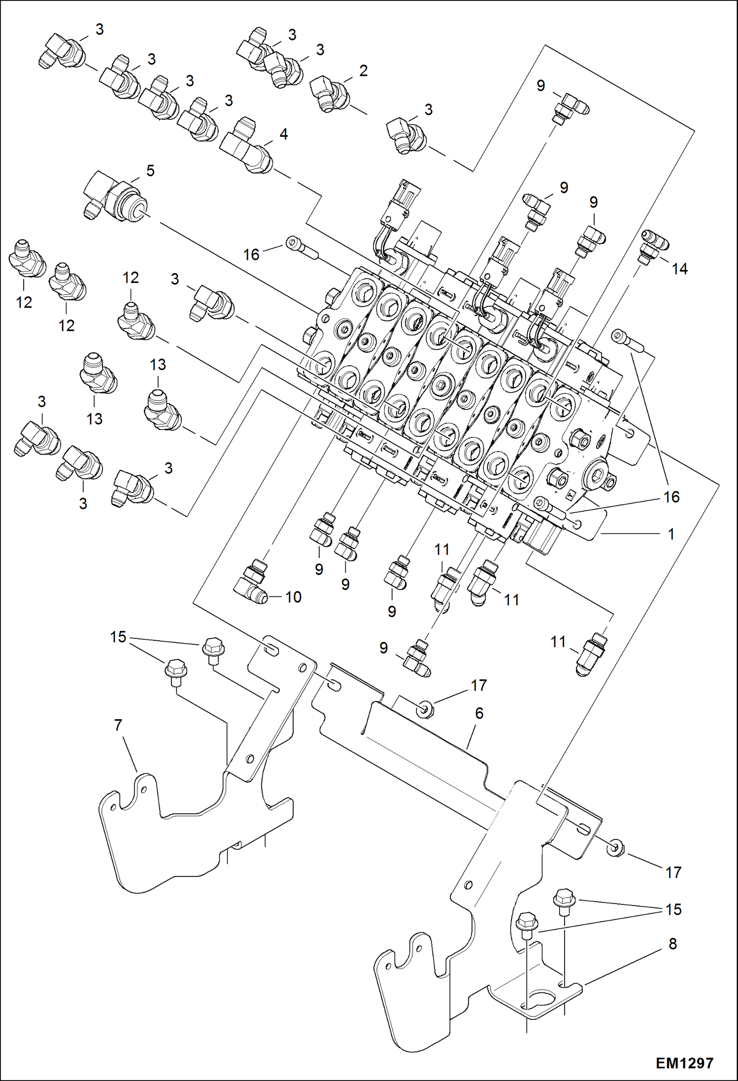 Схема запчастей Bobcat 321 - HYDRAULIC CIRCUITRY (Control Valve Installation) HYDRAULIC SYSTEM