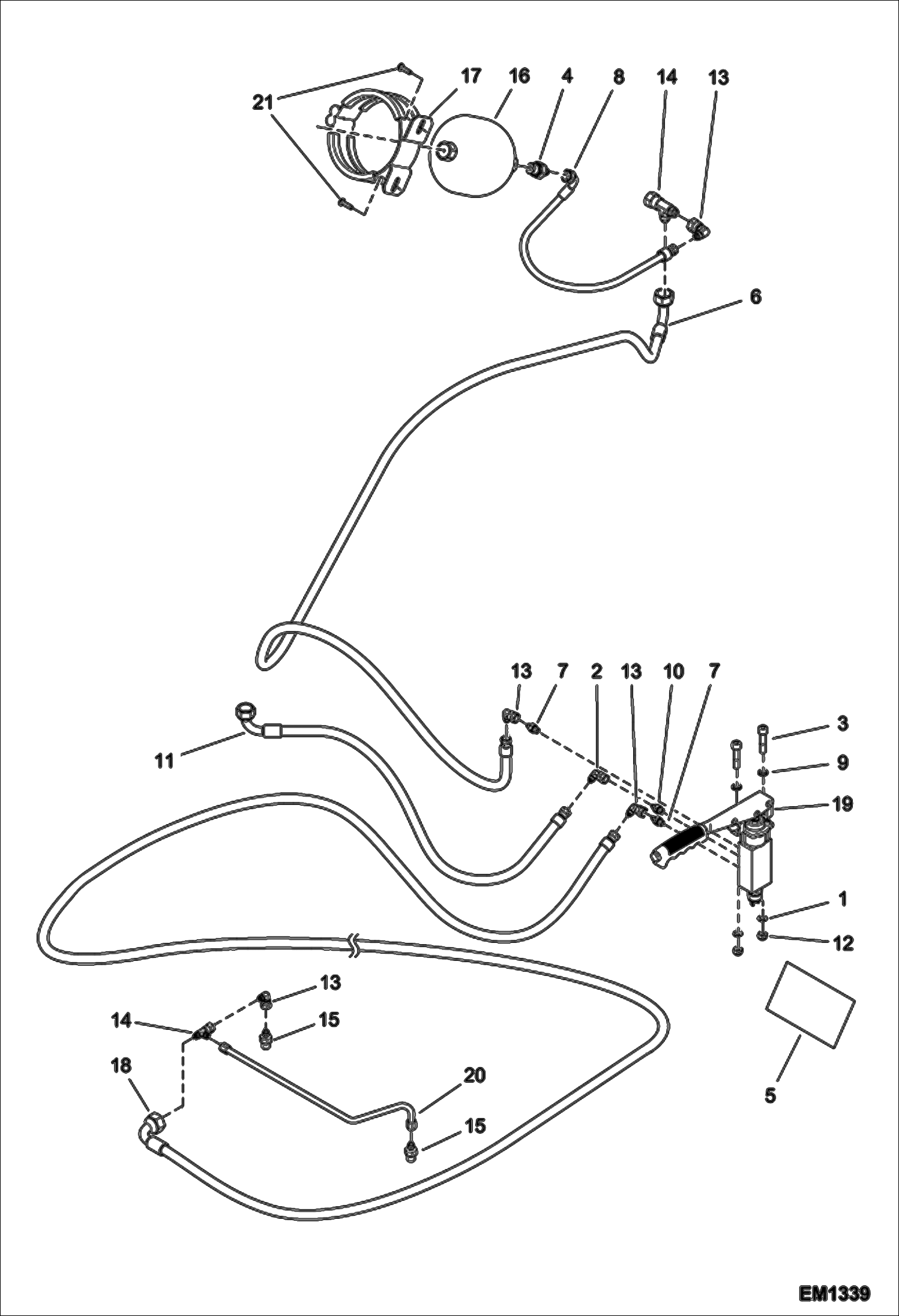 Схема запчастей Bobcat T2566 - PARKING BRAKE HYDRAULIC INSTALLATION (W/Accumulator) ACCESSORIES & OPTIONS