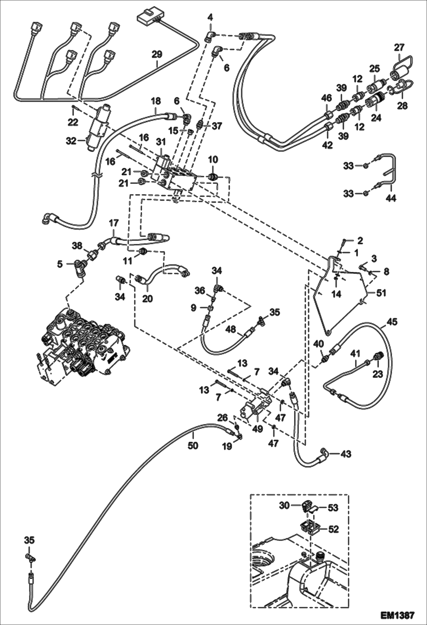 Схема запчастей Bobcat T2566 - REAR AUXILIARY HYDRAULICS & TRAILER BRAKE (S/N A8FR11001 - 13003, A8G311001 - 13000) ACCESSORIES & OPTIONS