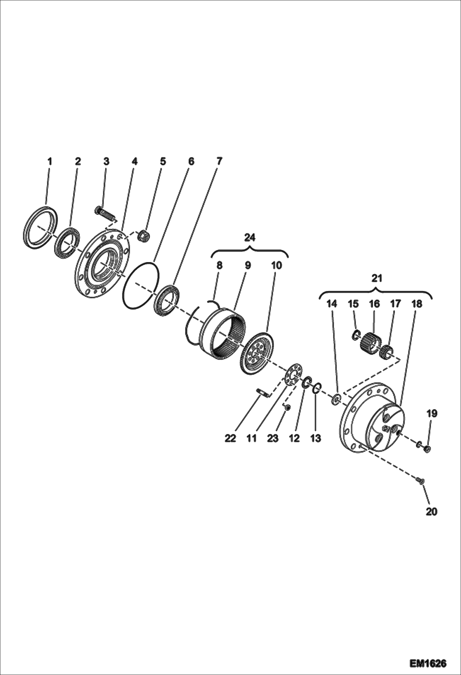 Схема запчастей Bobcat T2556 - HUB REDUCTION - FRONT AXLE DRIVE SYSTEM