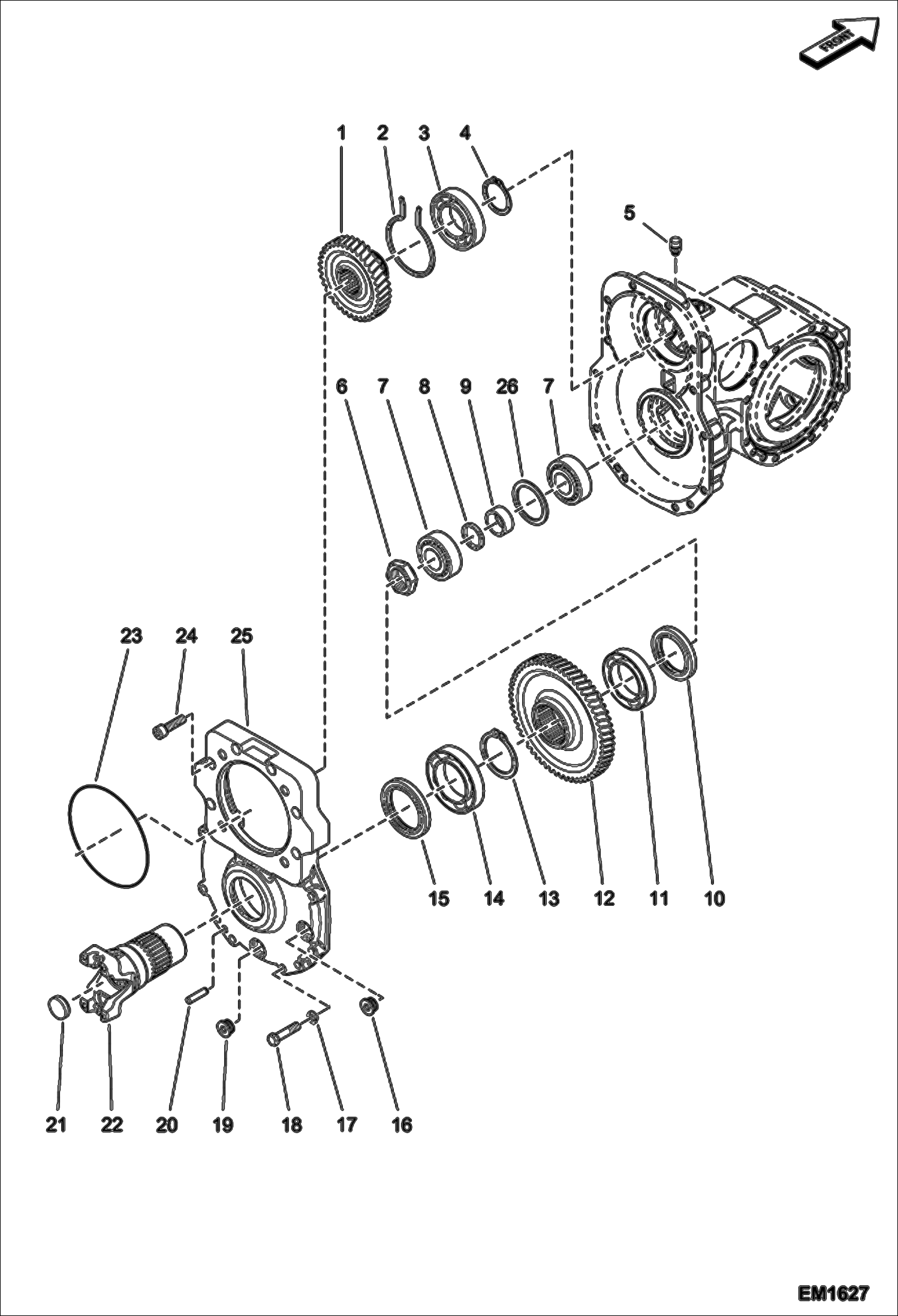 Схема запчастей Bobcat T2556 - REDUCER BOX - FRONT AXLE DRIVE SYSTEM