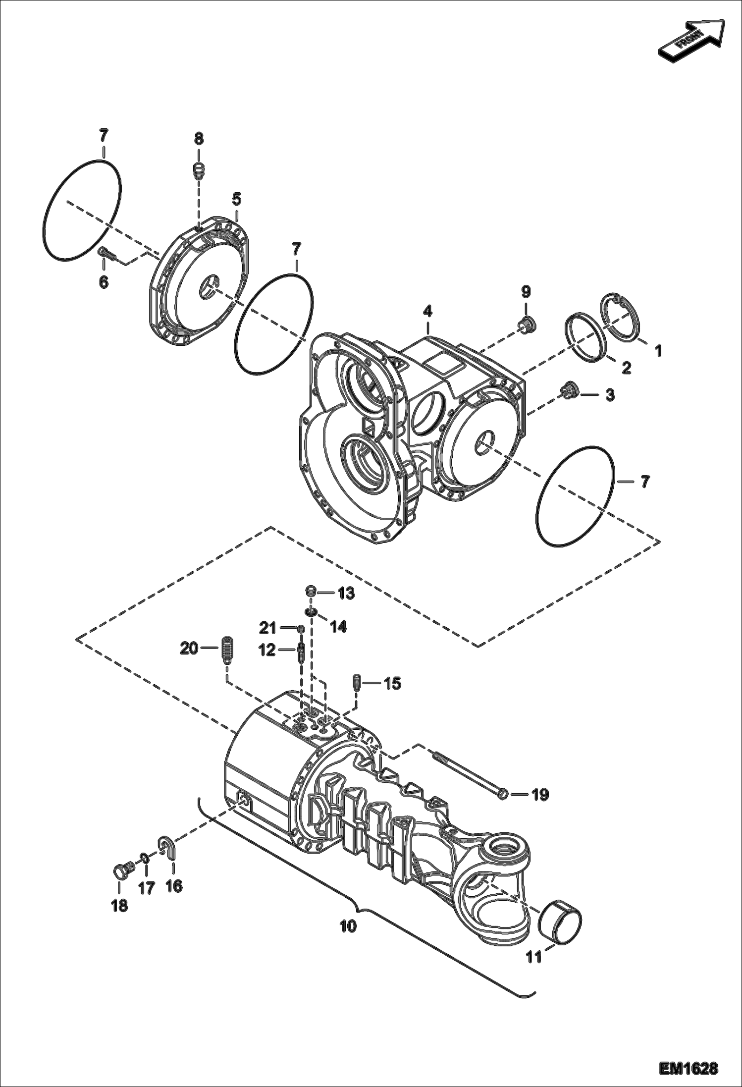 Схема запчастей Bobcat T2556 - HOUSING - FRONT AXLE DRIVE SYSTEM