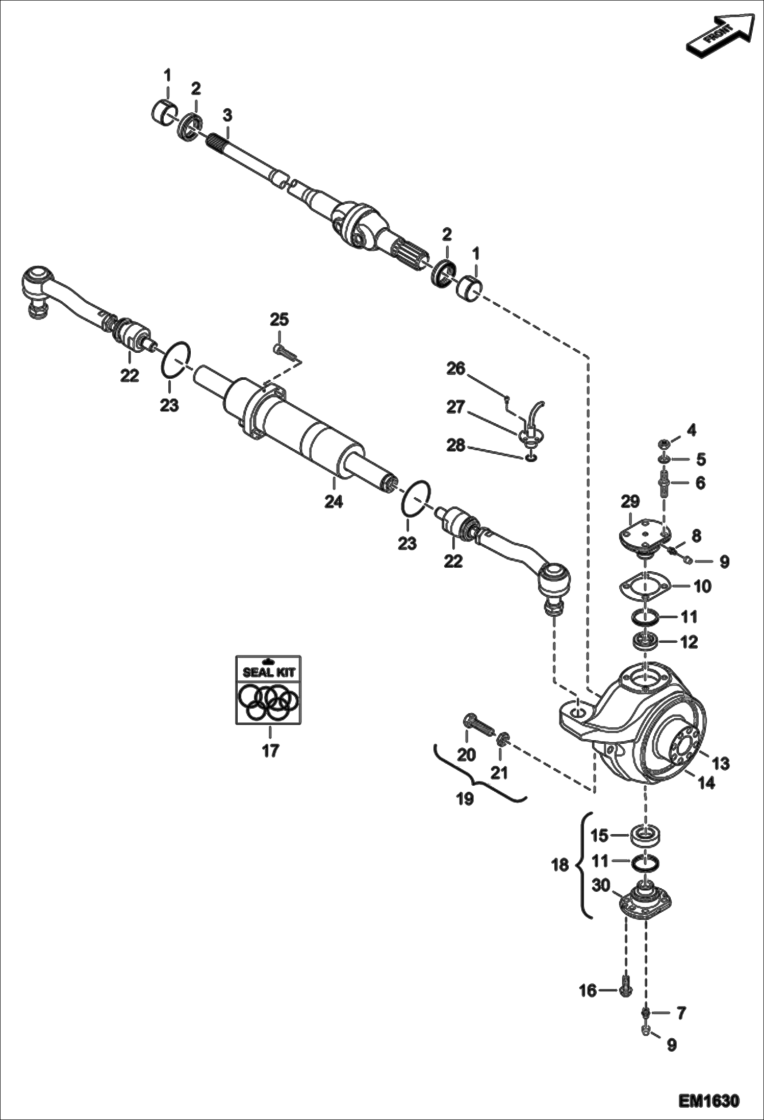 Схема запчастей Bobcat T2556 - STEERING - FRONT AXLE DRIVE SYSTEM
