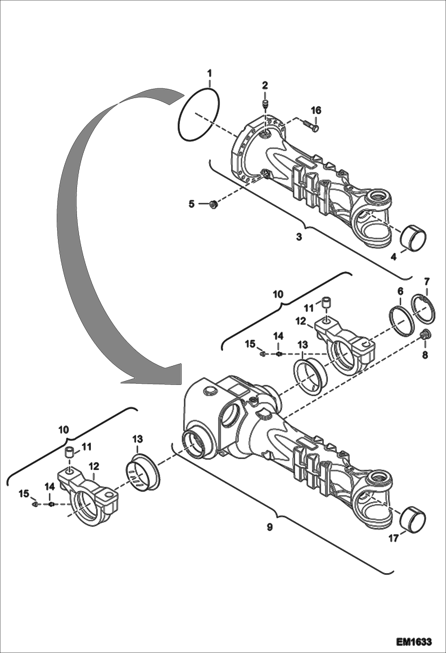 Схема запчастей Bobcat T2556 - HOUSING - REAR AXLE DRIVE SYSTEM