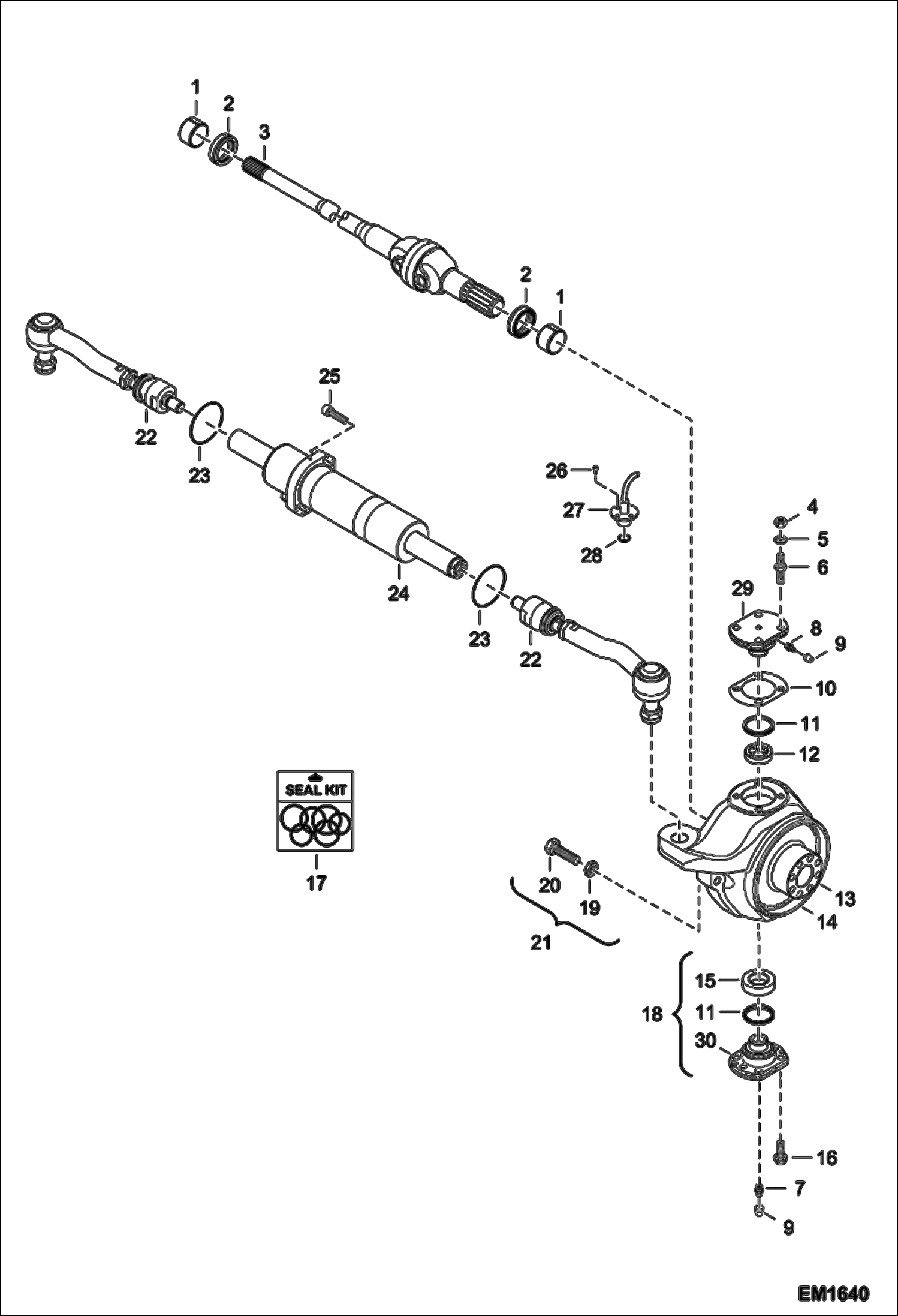 Схема запчастей Bobcat T2556 - STEERING - REAR AXLE DRIVE SYSTEM