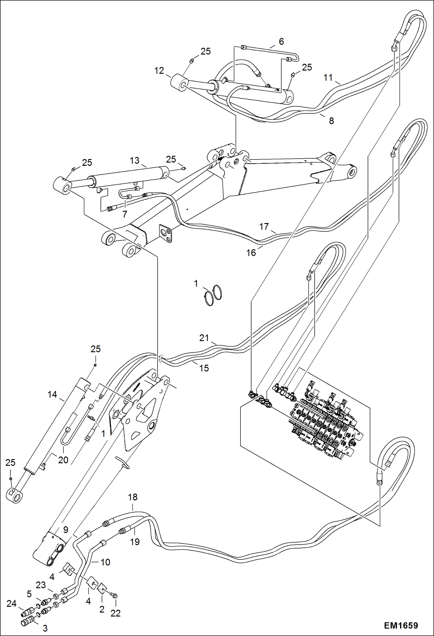 Схема запчастей Bobcat 321 - HYDRAULIC CIRCUITRY (Boom) HYDRAULIC SYSTEM