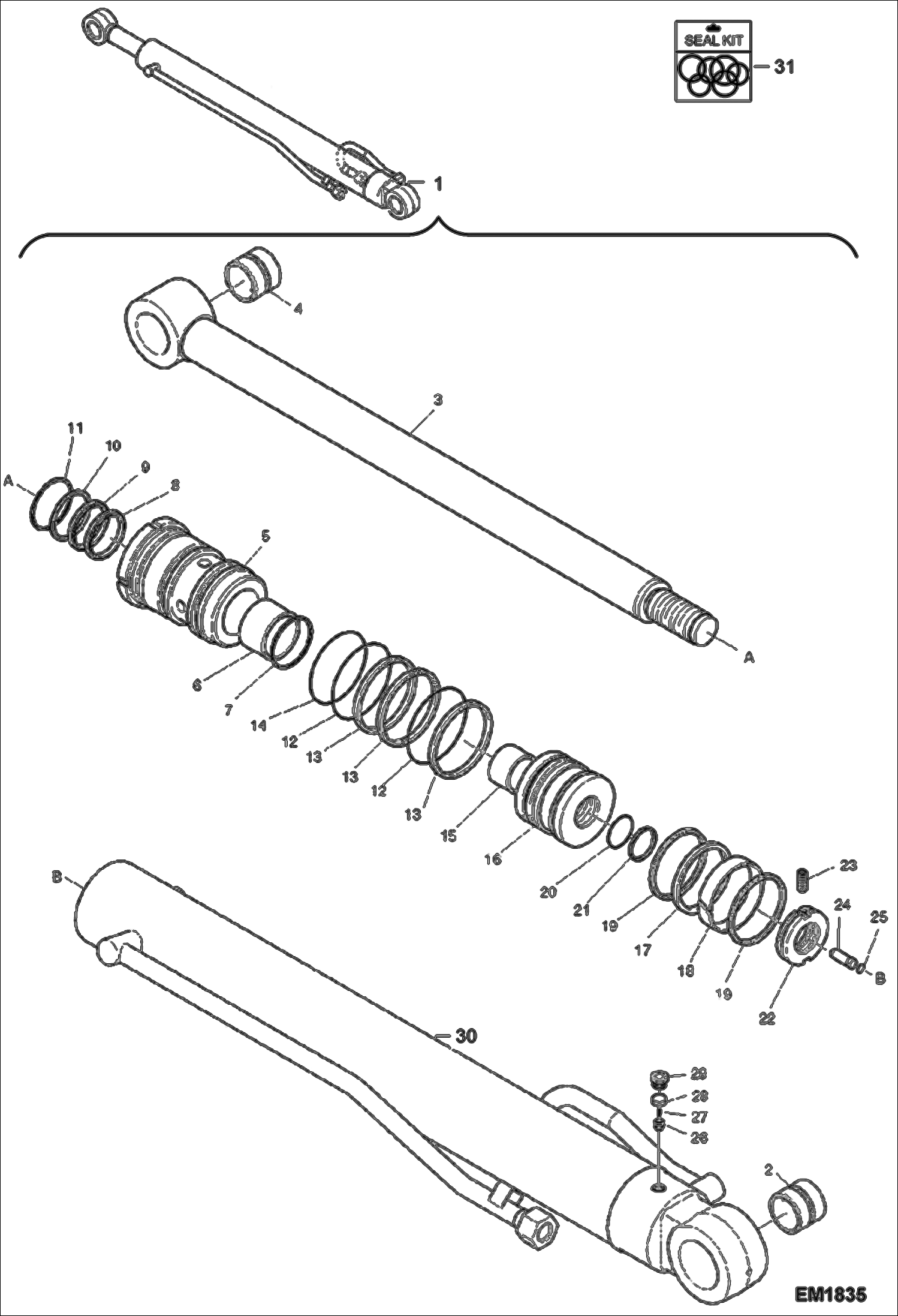 Схема запчастей Bobcat E60 - ARM CYLINDER HYDRAULIC SYSTEM