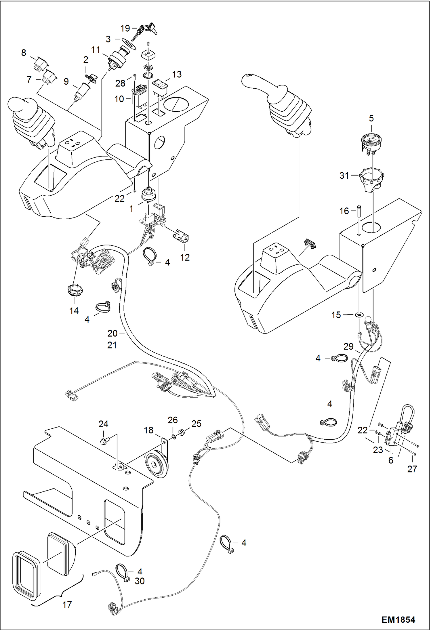Схема запчастей Bobcat 319 - ELECTRICAL CONSOLE ELECTRICAL SYSTEM