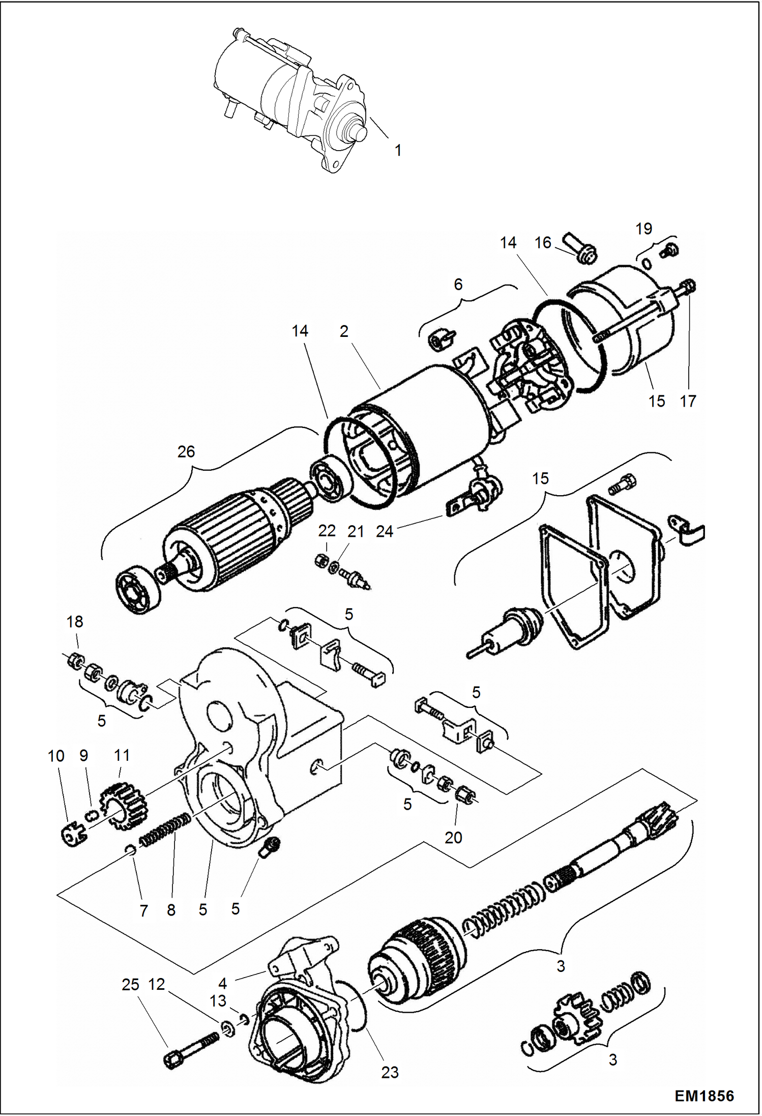Схема запчастей Bobcat 319 - STARTER (Denso) ELECTRICAL SYSTEM