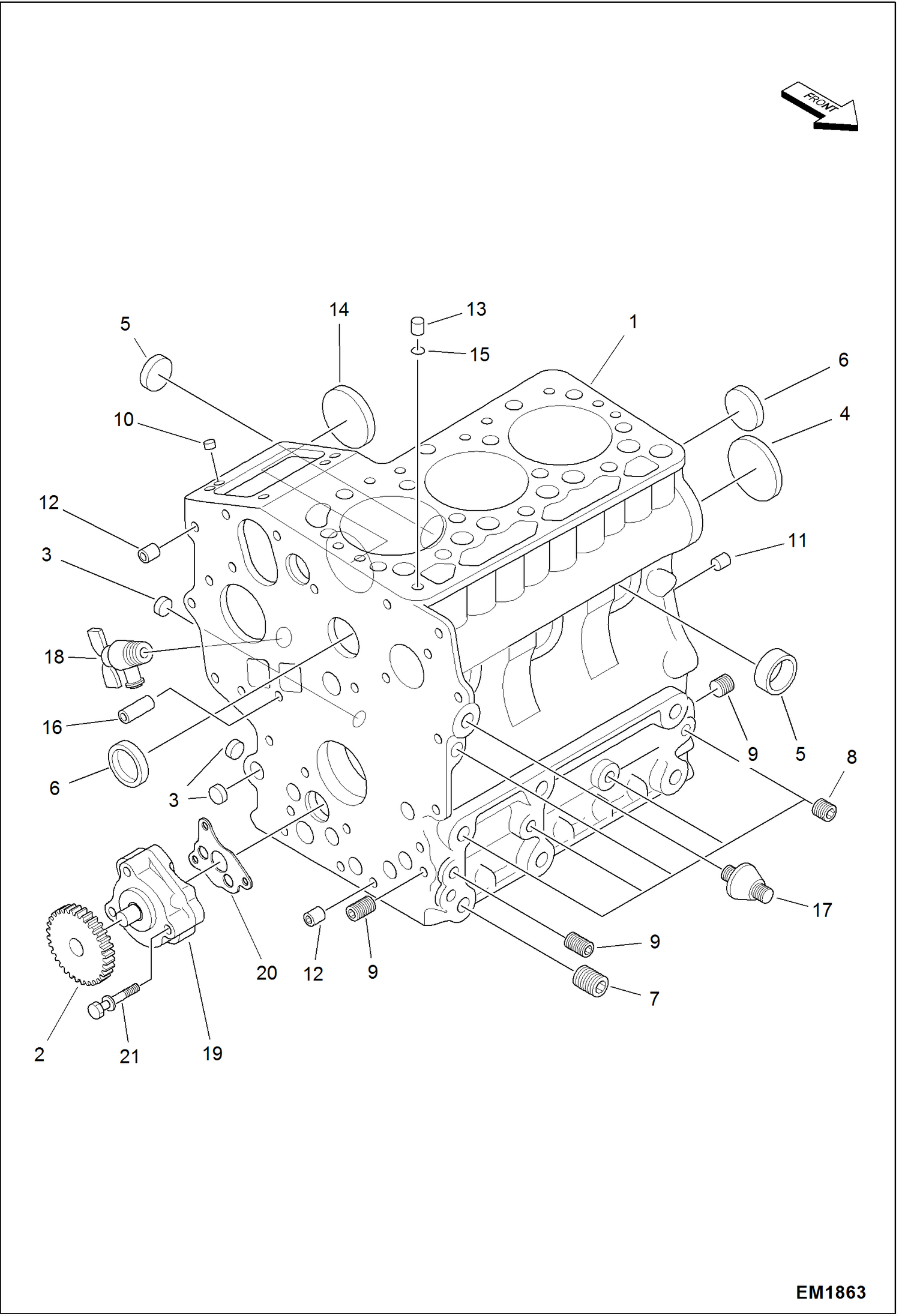 Схема запчастей Bobcat 319 - CRANKCASE POWER UNIT