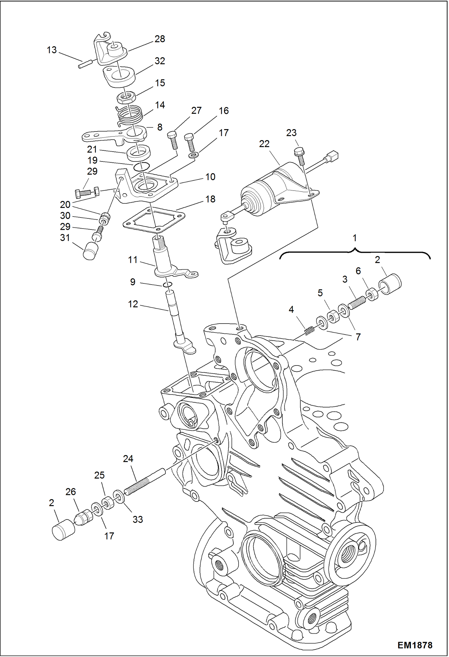 Схема запчастей Bobcat 319 - SPEED CONTROL AND STOP LEVER POWER UNIT