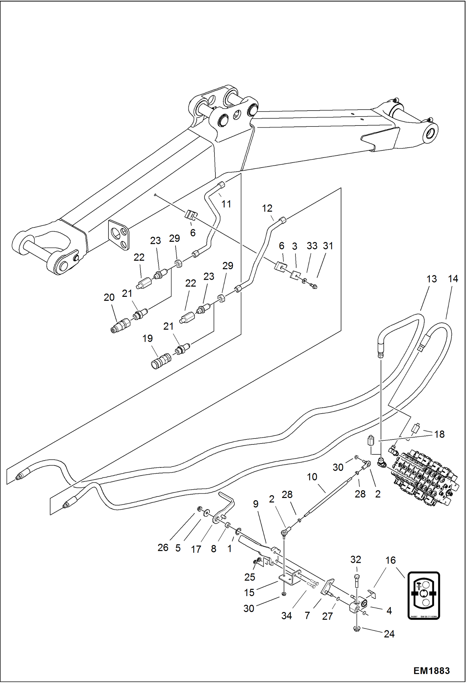 Схема запчастей Bobcat 319 - AUXILIARY HYDRAULICS ACCESSORIES & OPTIONS