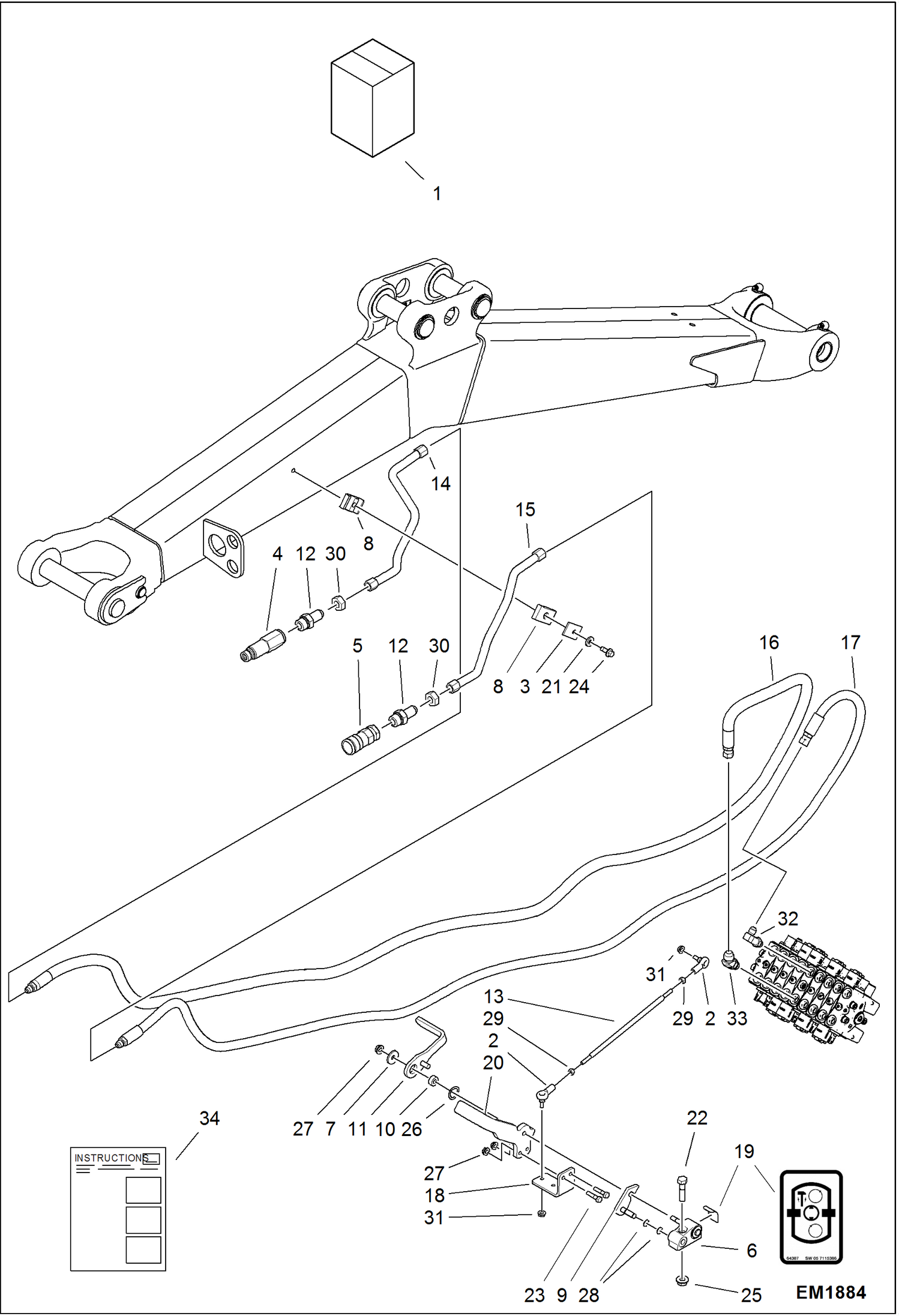 Схема запчастей Bobcat 319 - AUXILIARY HYDRAULICS KIT ACCESSORIES & OPTIONS