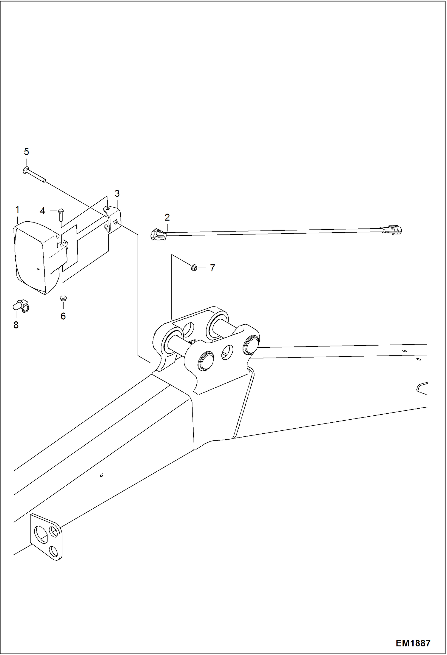 Схема запчастей Bobcat 319 - BOOM LIGHT (W/O Guard) ACCESSORIES & OPTIONS