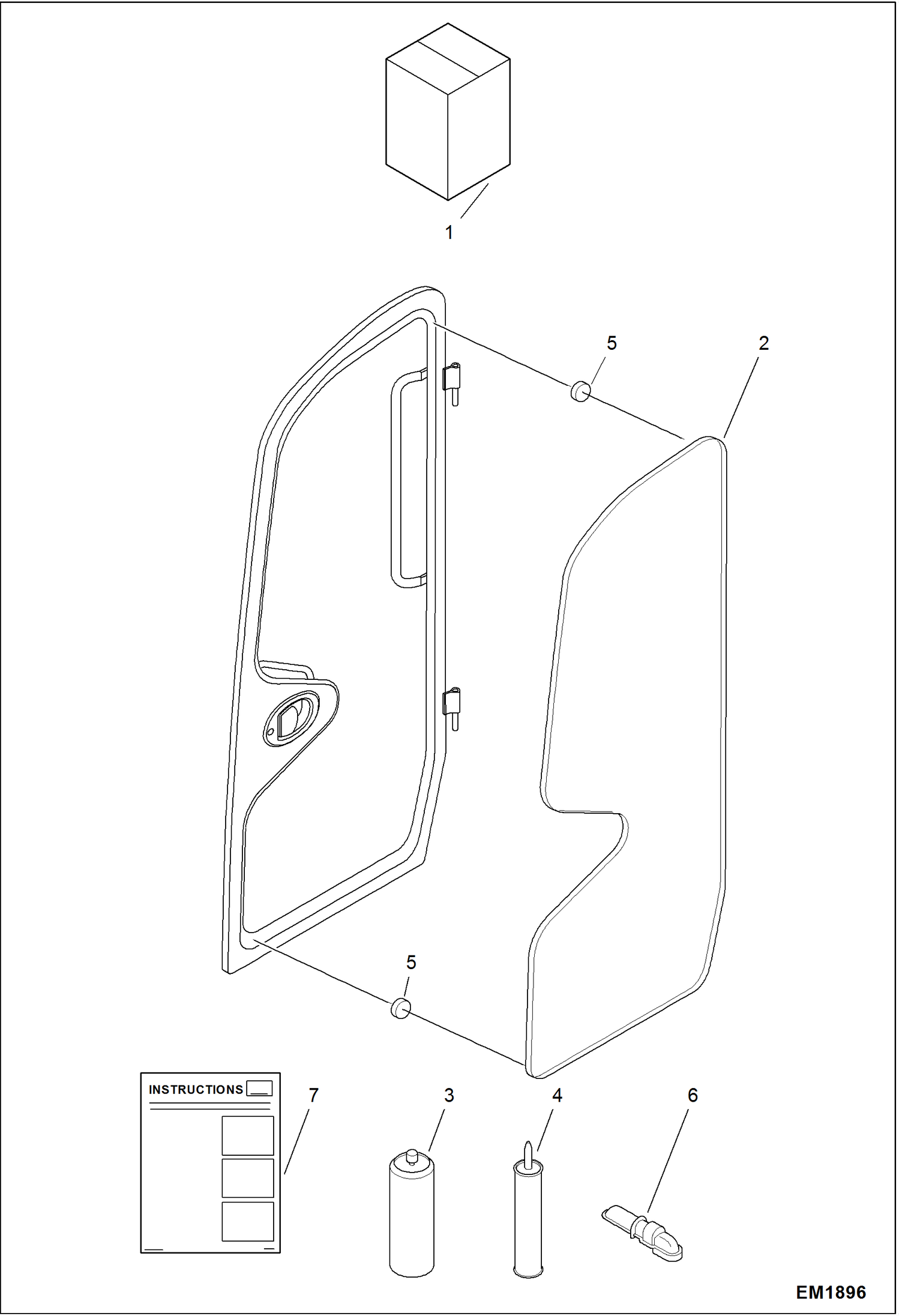 Схема запчастей Bobcat 319 - DOOR WINDOW KIT ACCESSORIES & OPTIONS