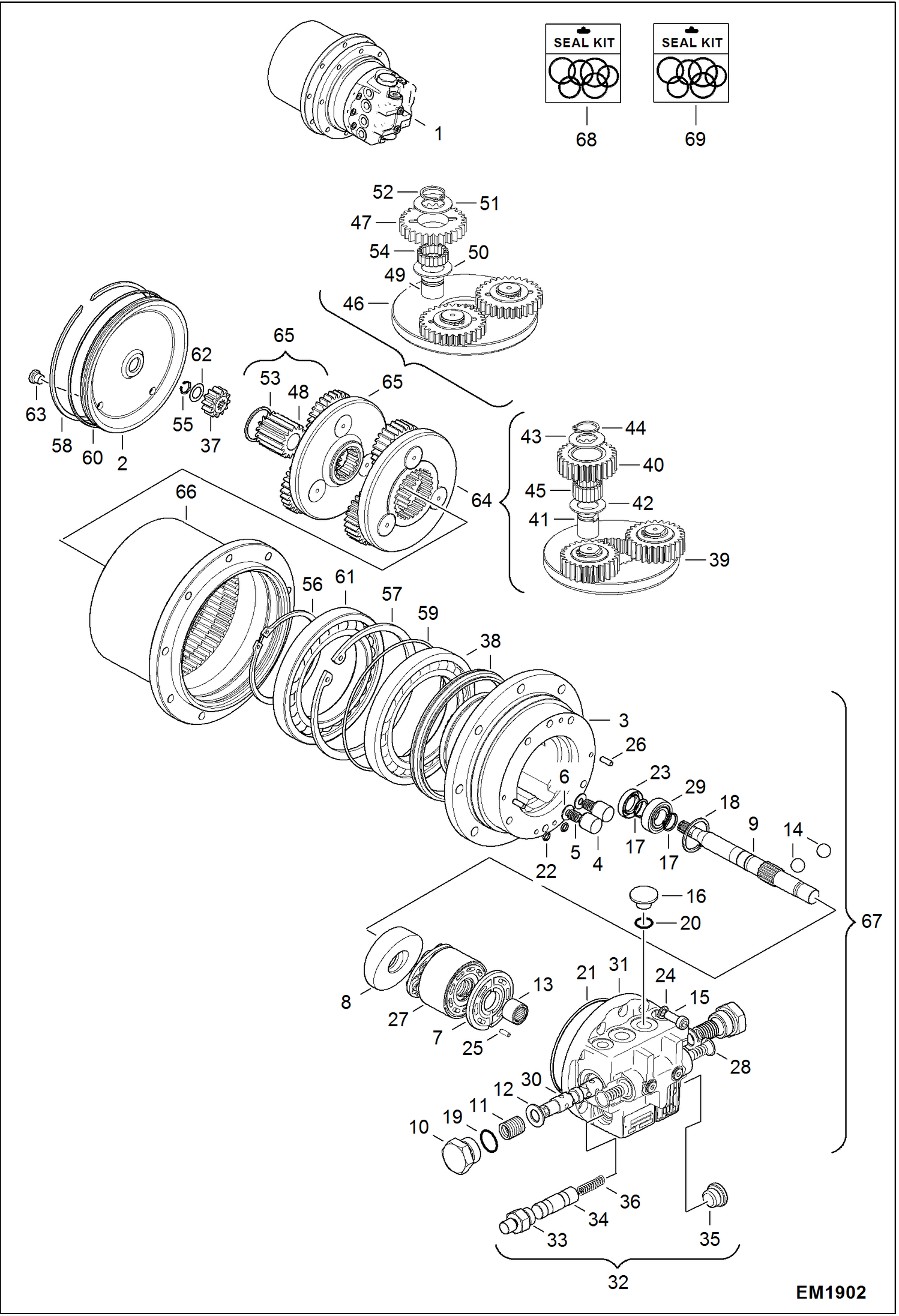 Схема запчастей Bobcat 321 - DRIVE MOTOR HYDRAULIC SYSTEM
