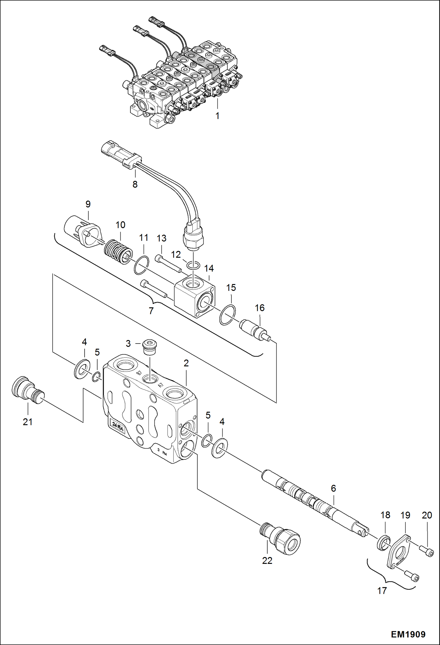 Схема запчастей Bobcat 321 - VALVE SECTION (LH Travel) HYDRAULIC SYSTEM