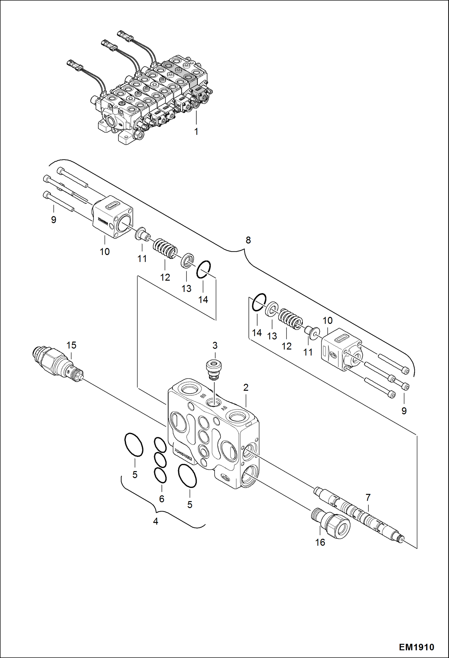 Схема запчастей Bobcat 321 - VALVE SECTION (Slew) HYDRAULIC SYSTEM