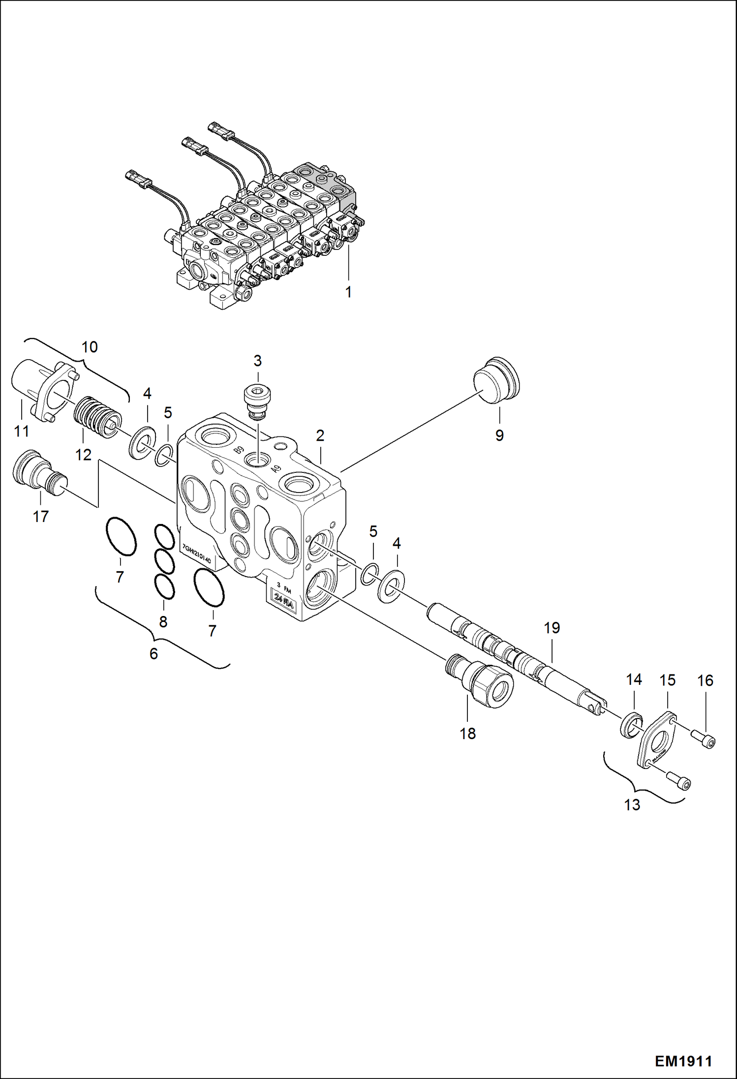 Схема запчастей Bobcat 321 - VALVE SECTION (Blade) HYDRAULIC SYSTEM