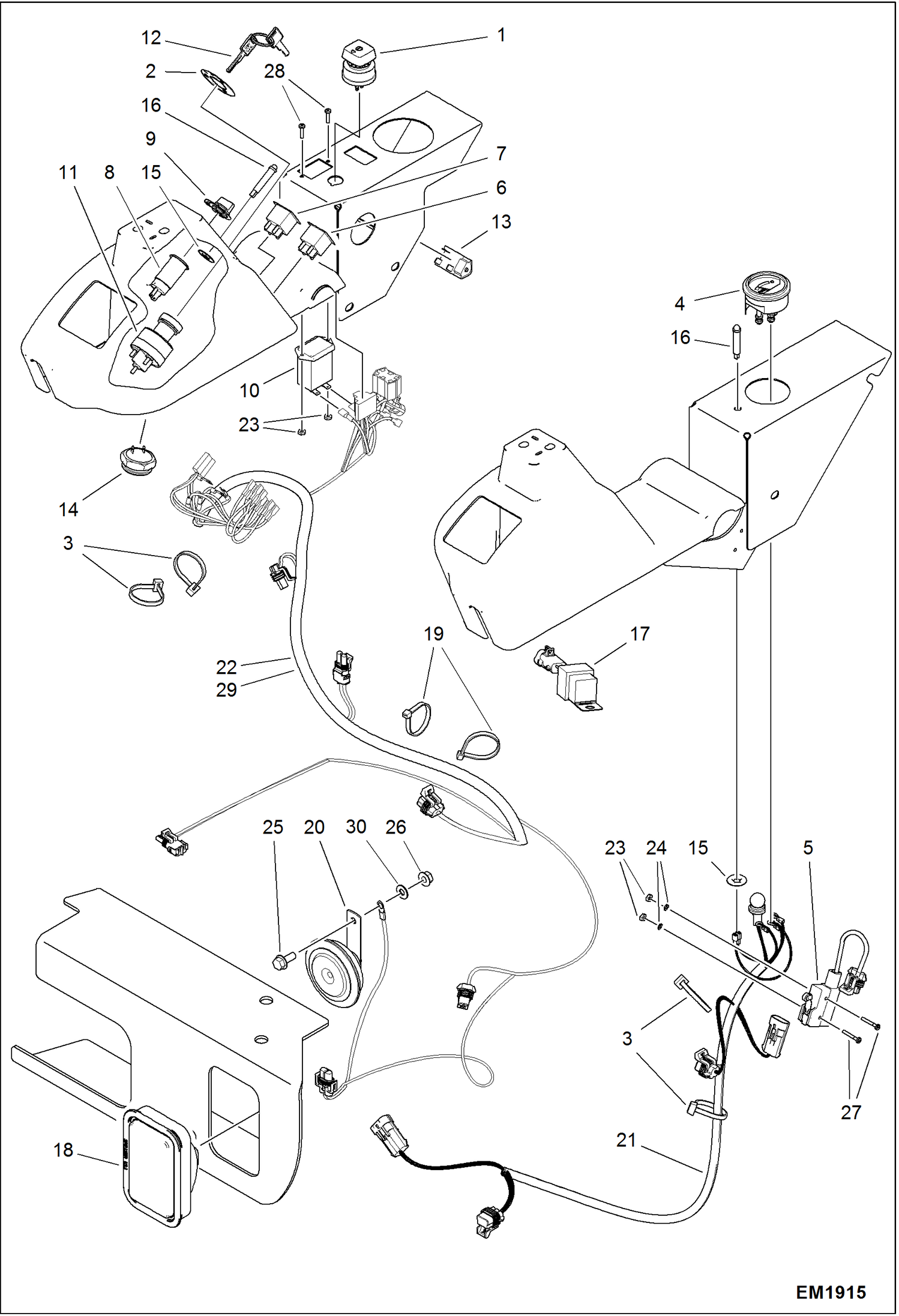 Схема запчастей Bobcat 321 - ELECTRICAL CONSOLE ELECTRICAL SYSTEM