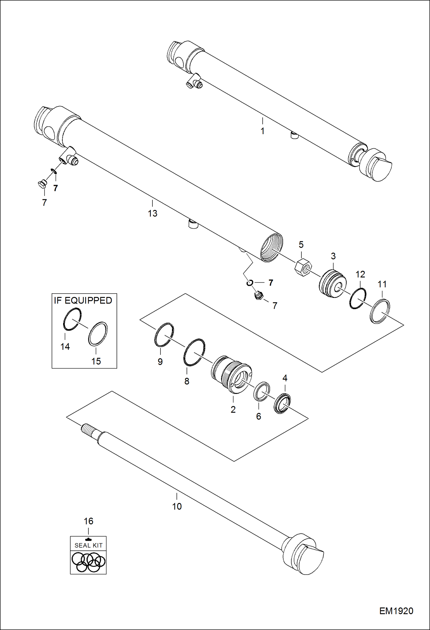 Схема запчастей Bobcat 321 - TRACK CYLINDER (Used with Explandable Undercarriage Option) ACCESSORIES & OPTIONS