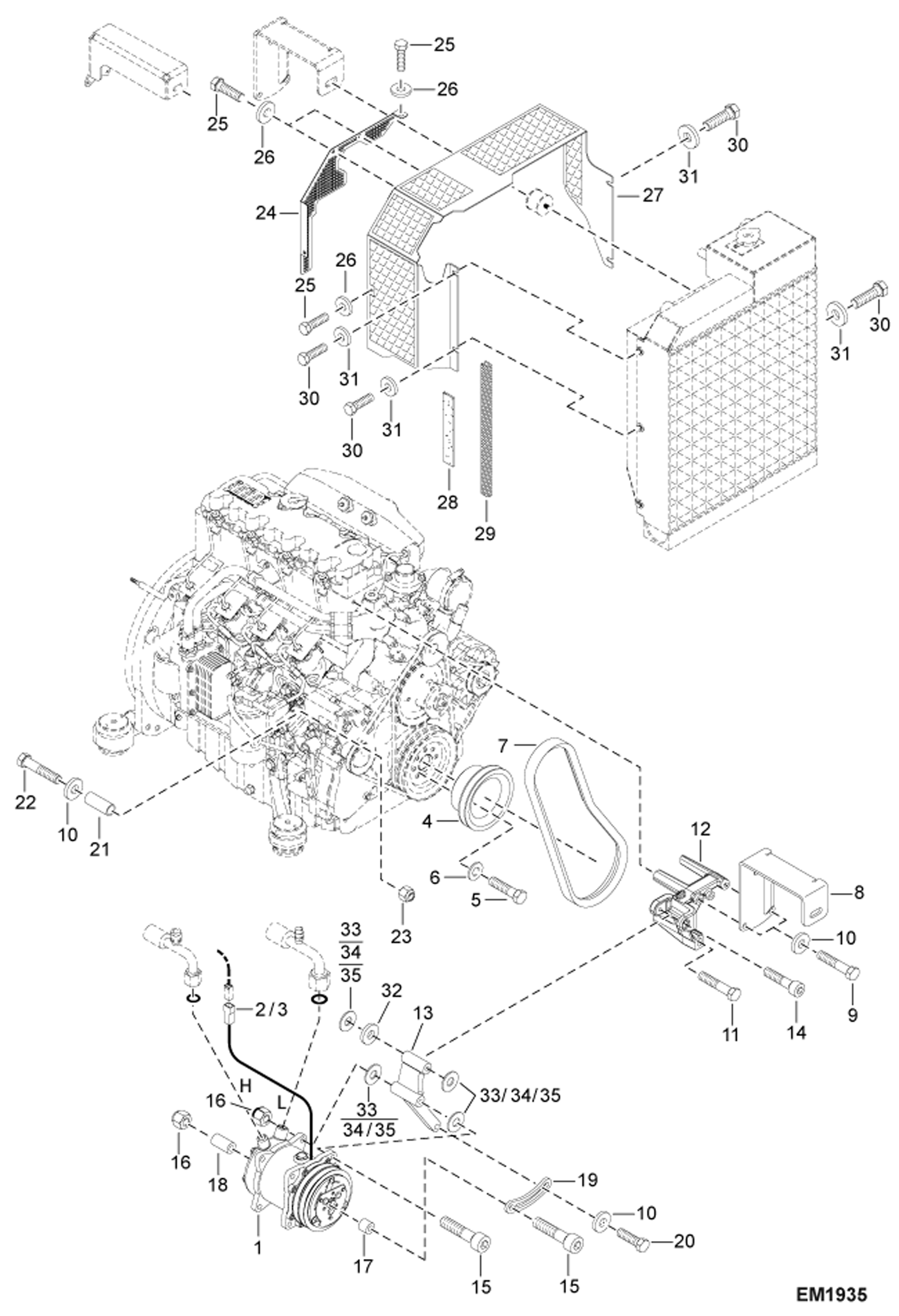 Схема запчастей Bobcat 442 - AIR CONDITIONER 2 (S/N ADBR11001 - 11168, ADBS11001 - 11168) ACCESSORIES & OPTIONS