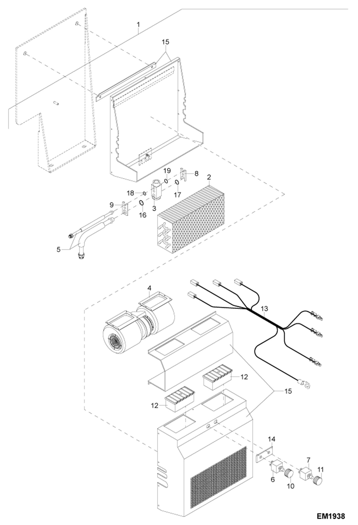 Схема запчастей Bobcat 442 - EVAPORATOR UNIT (G55S) ACCESSORIES & OPTIONS