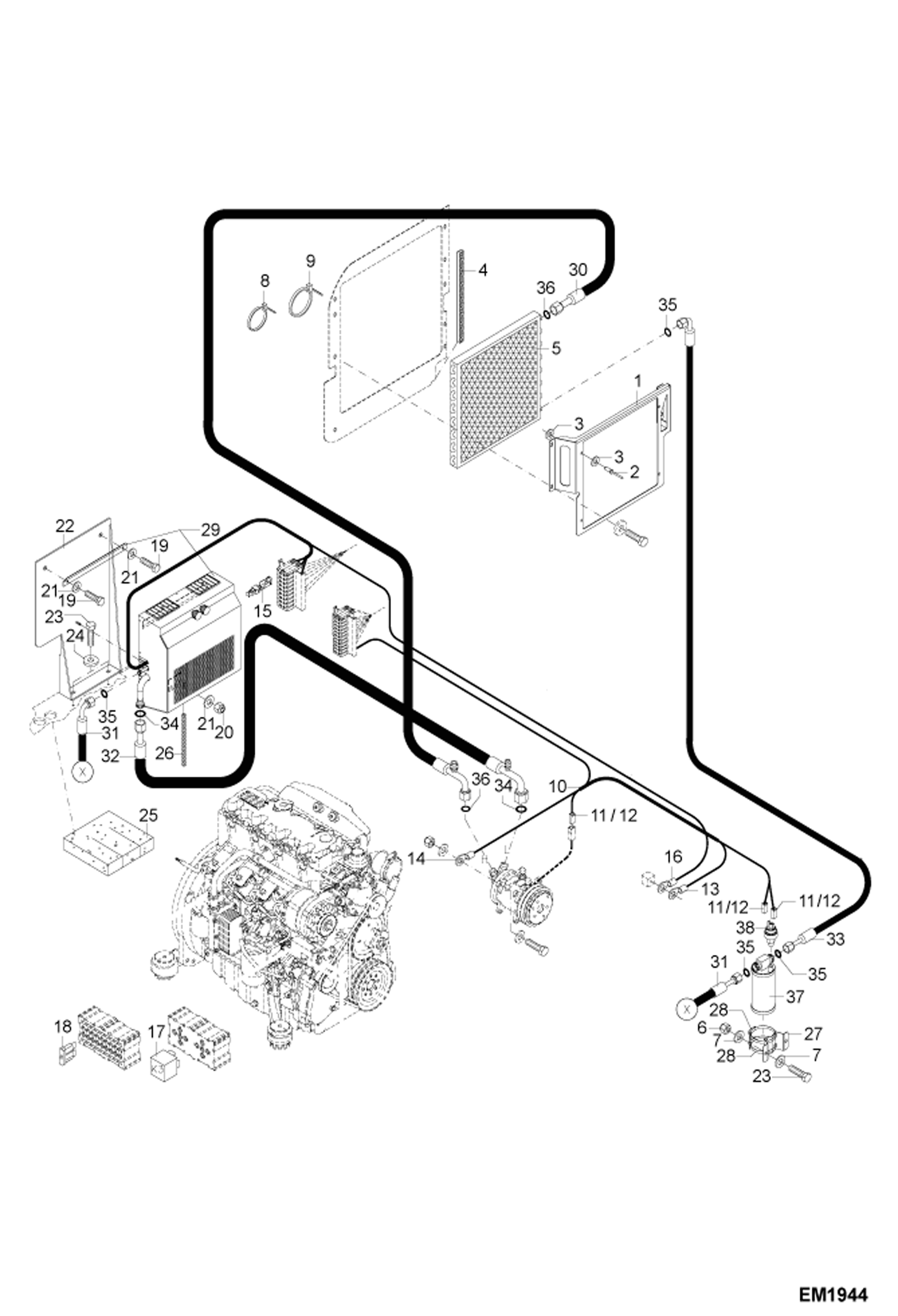 Схема запчастей Bobcat 442 - AIR CONDITIONER 1 (S/N ADBR11169 & Above, ADBS11169 & Above) ACCESSORIES & OPTIONS