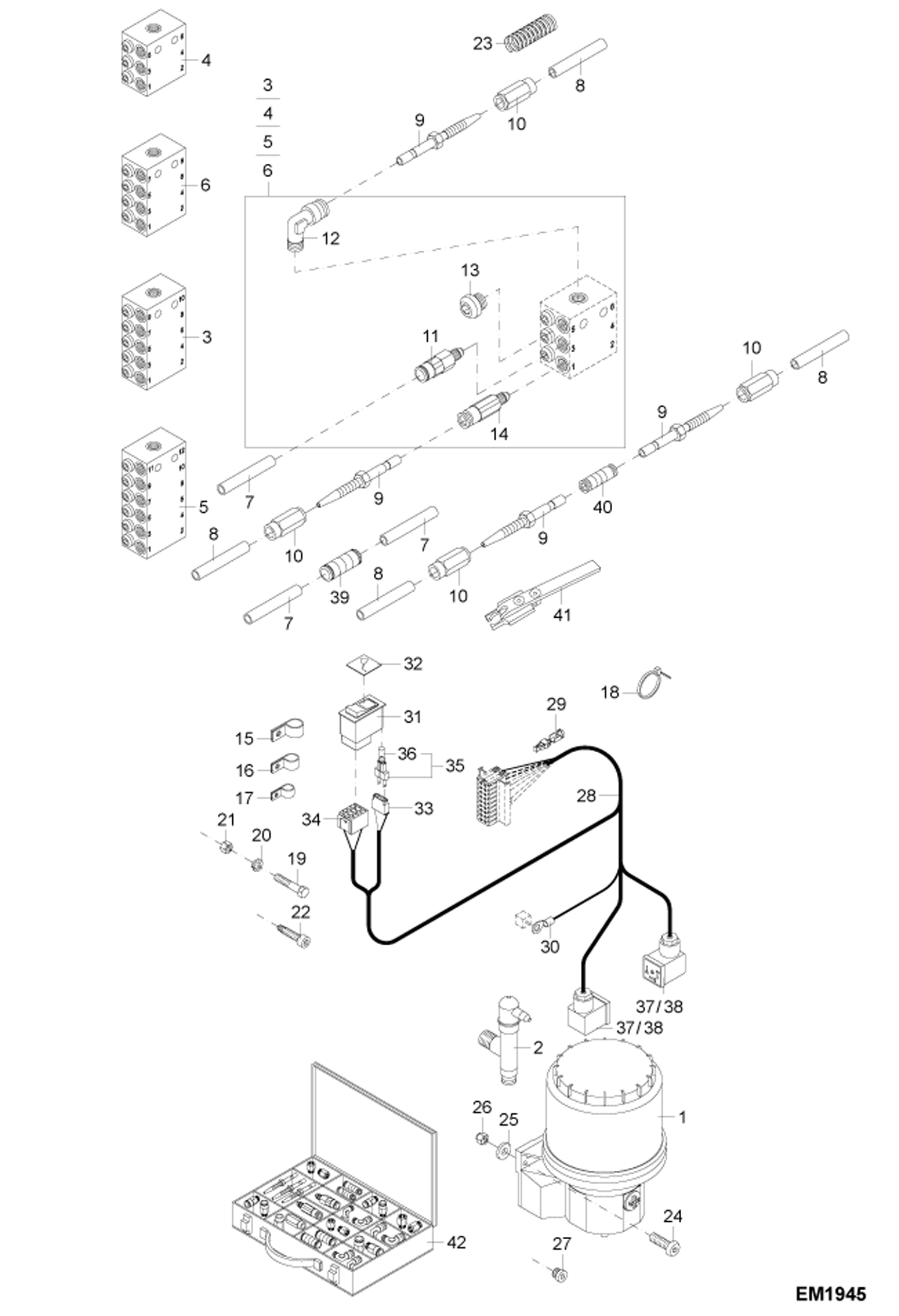 Схема запчастей Bobcat 442 - CENTRAL LUBRICATION SYSTEM 2 MAIN FRAME
